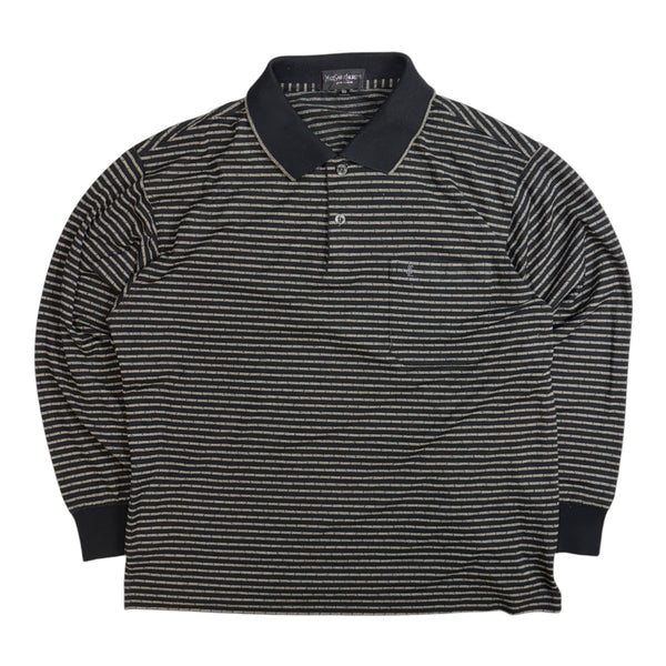 Vintage Yves Saint Laurent Strip Polo Shirt Black/Brown