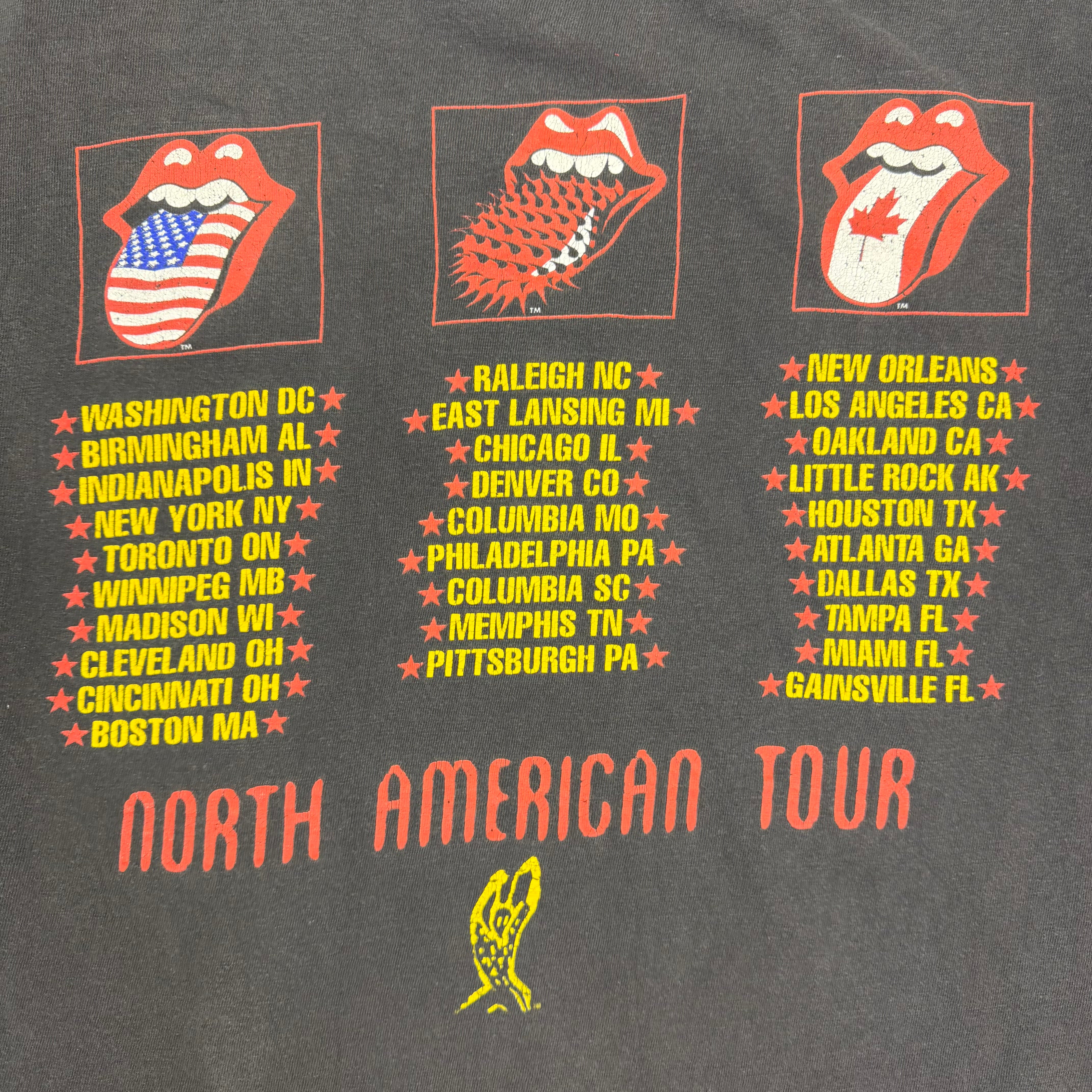 1994 The Rolling Stones Voodoo Lounge North America Tour Tee Black