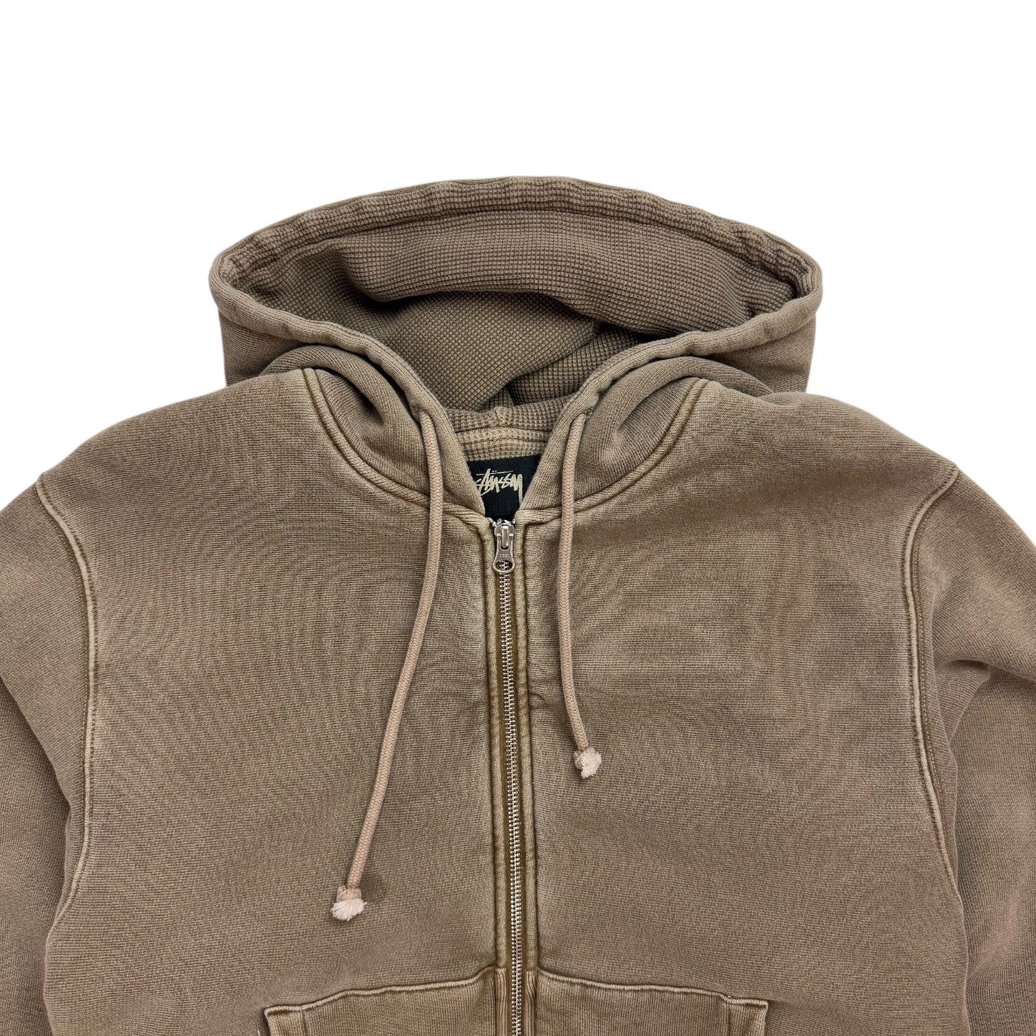 Stussy Garment Dyed Thermal Lined Hoodie Tan