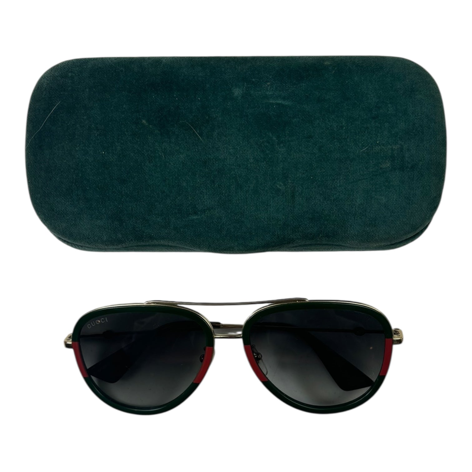 Gucci Striped Pilot Sunglasses Green/Red