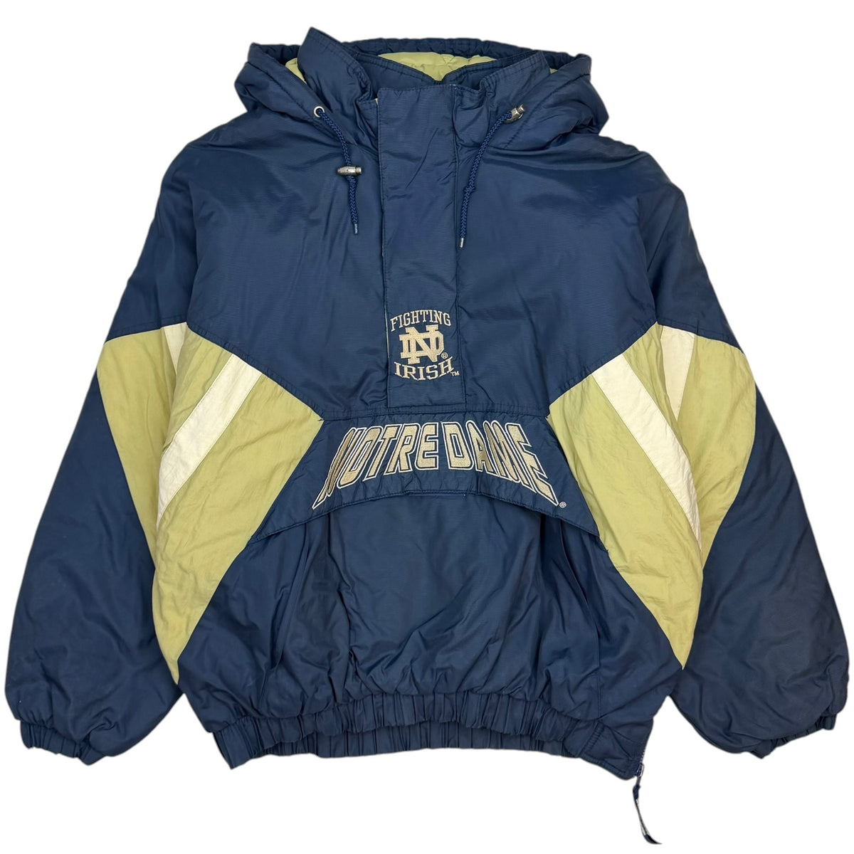 Vintage Starter Notre Dame Fighting Irish Quarter Zip Jacket Navy
