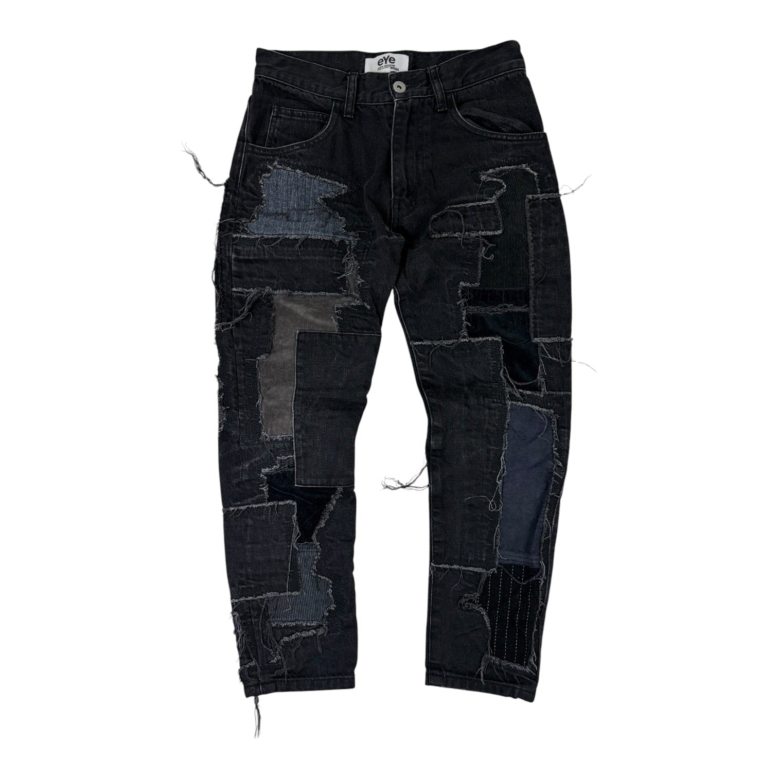 Junya Watanabe EYE Python Leather Patchwork Denim Pants Black
