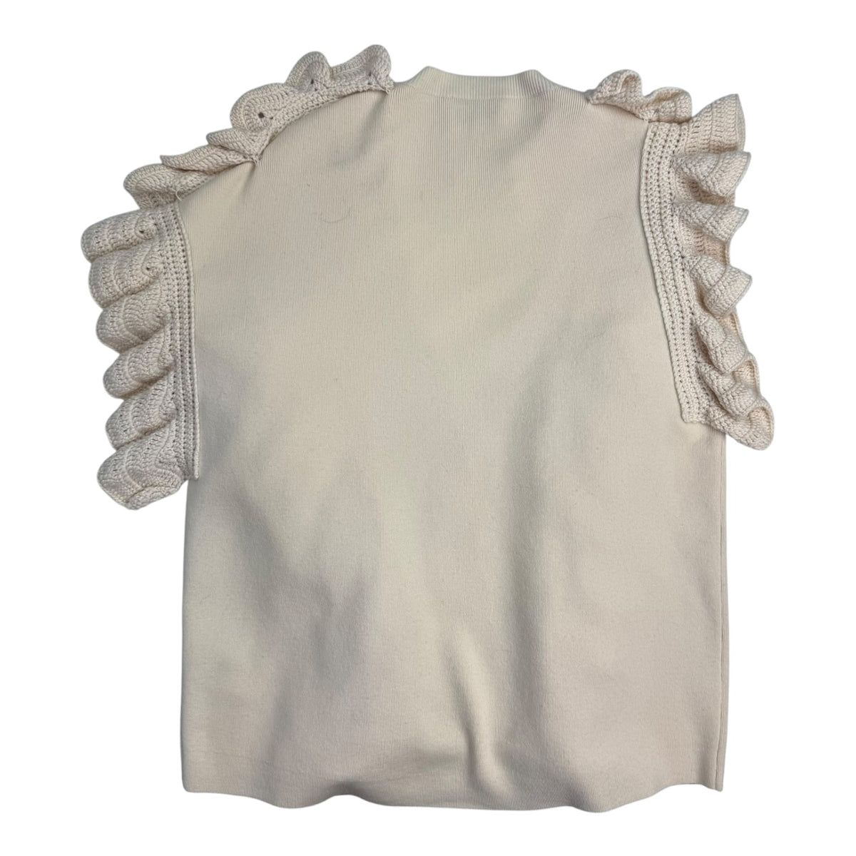 (W) 3.1 Phillip Lim Wool Crochet Ruffle Sleeveless Knit Sweater Vest Cream