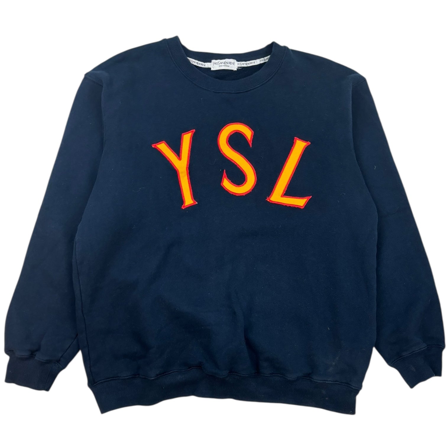 Vintage YSL Logo Graphic Crewneck Navy