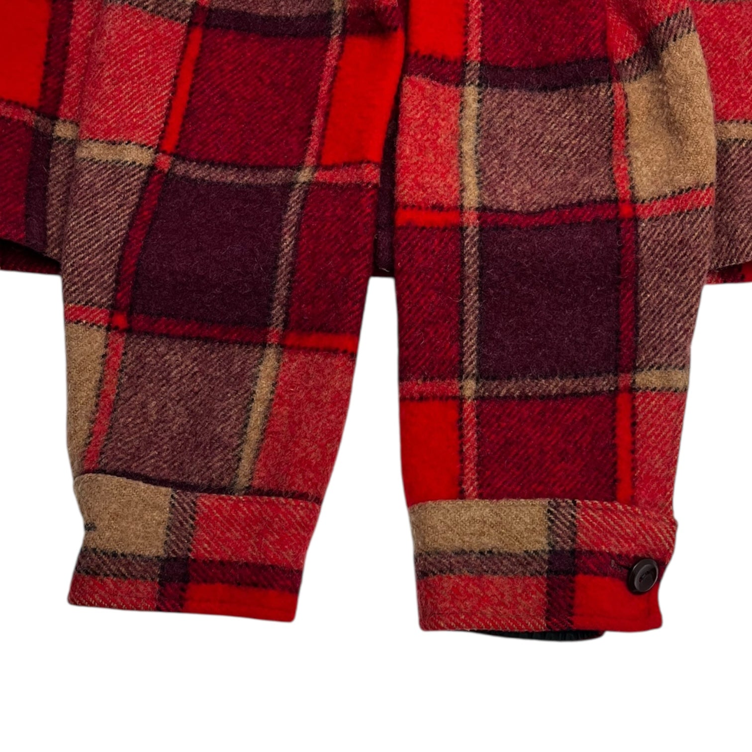Vintage Lumber King Heavy Wool Checkered Button-Up Shirt Reds