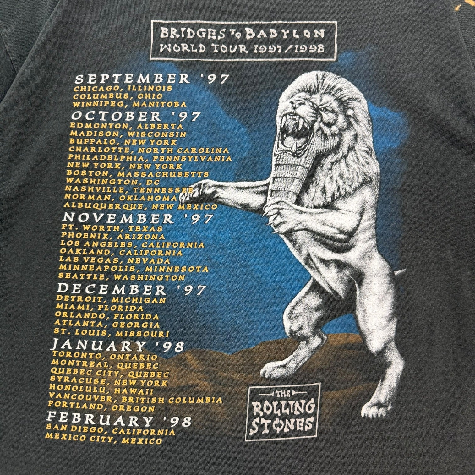 1998 The Rolling Stones Bridges To Babylon World Tour Tee Black