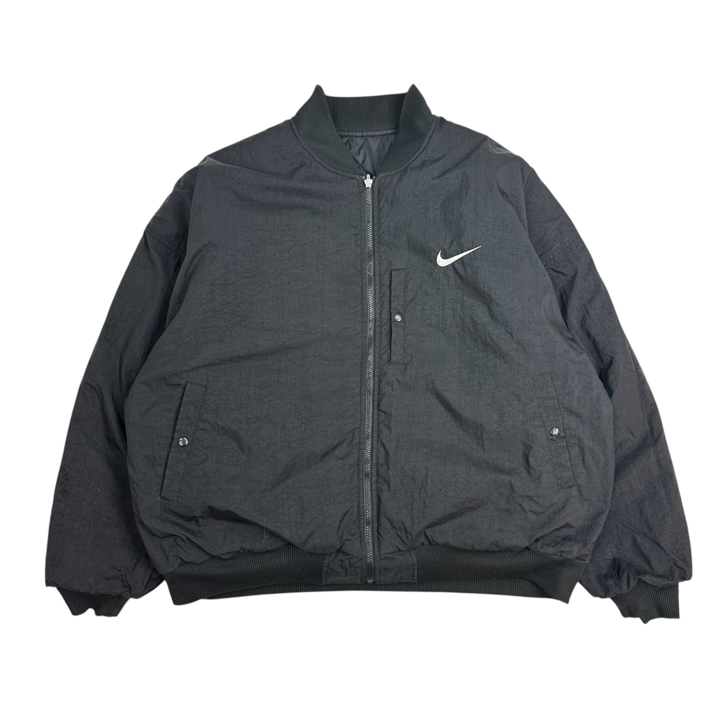 Vintage Nike Reversible Quilted Bomber Jacket Black