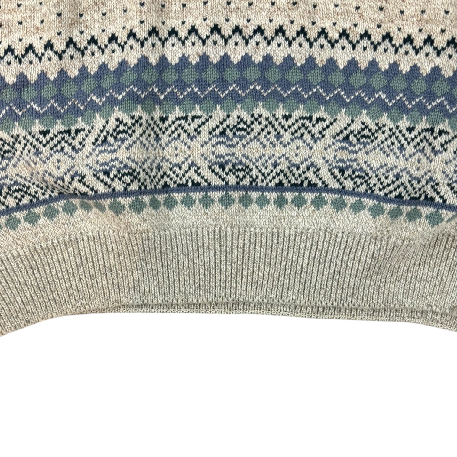 Vintage TT & Co. Sport Fair Isle Cotton Knit Sweater Cream/Blue