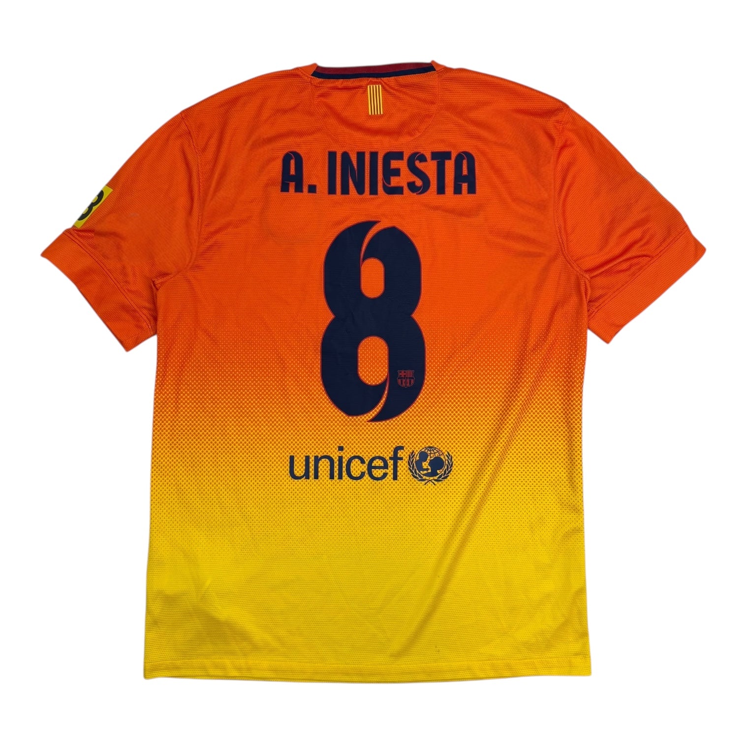 2012 Nike Barcelona Andrés Iniesta Away Jersey Orange/Yellow