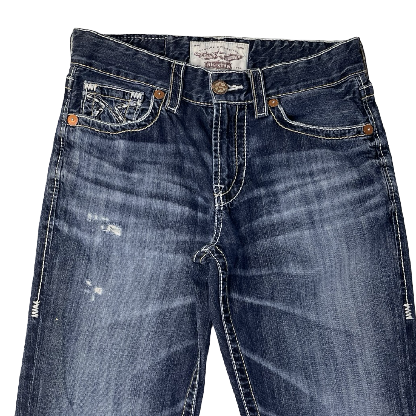 Vintage Y2K Big Star Contrast Stitch Denim Pant Dark Wash