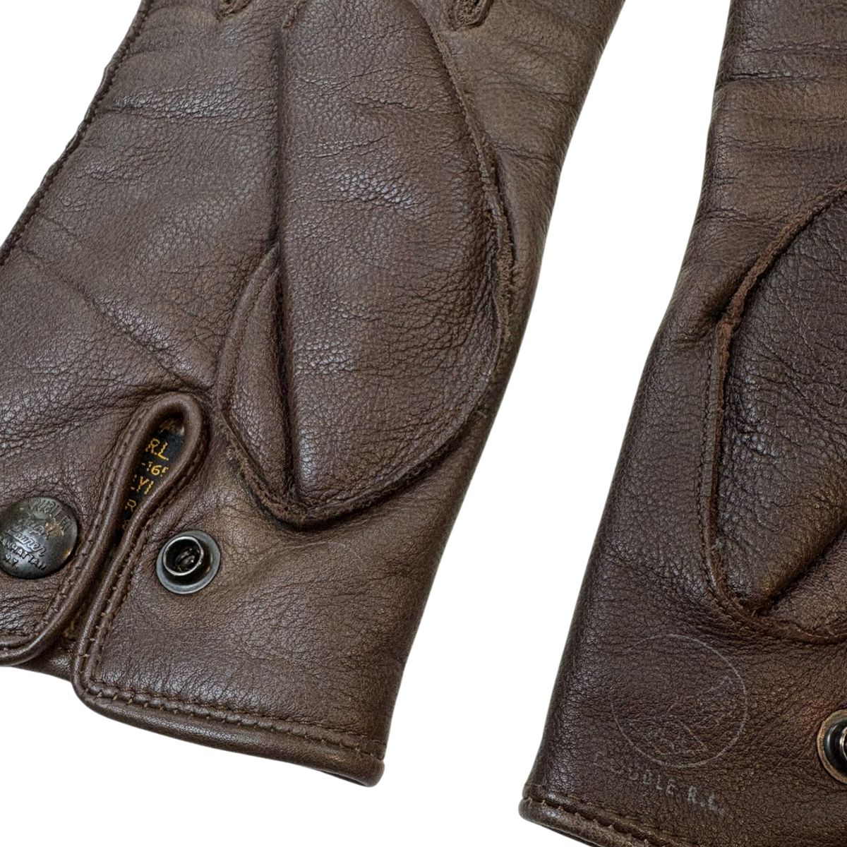 Double RL Ralph Lauren Winter Type R-3 Leather & Wool Gloves Brown