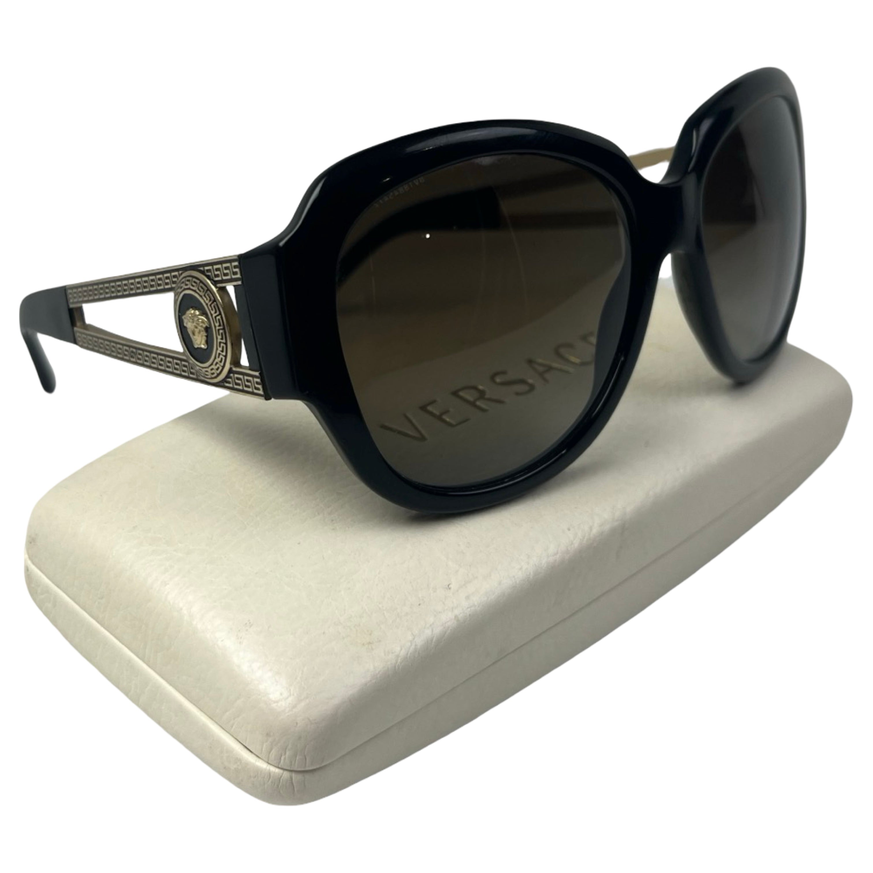 (W) Versace 4304 Round Frame Metal Arm Sunglasses