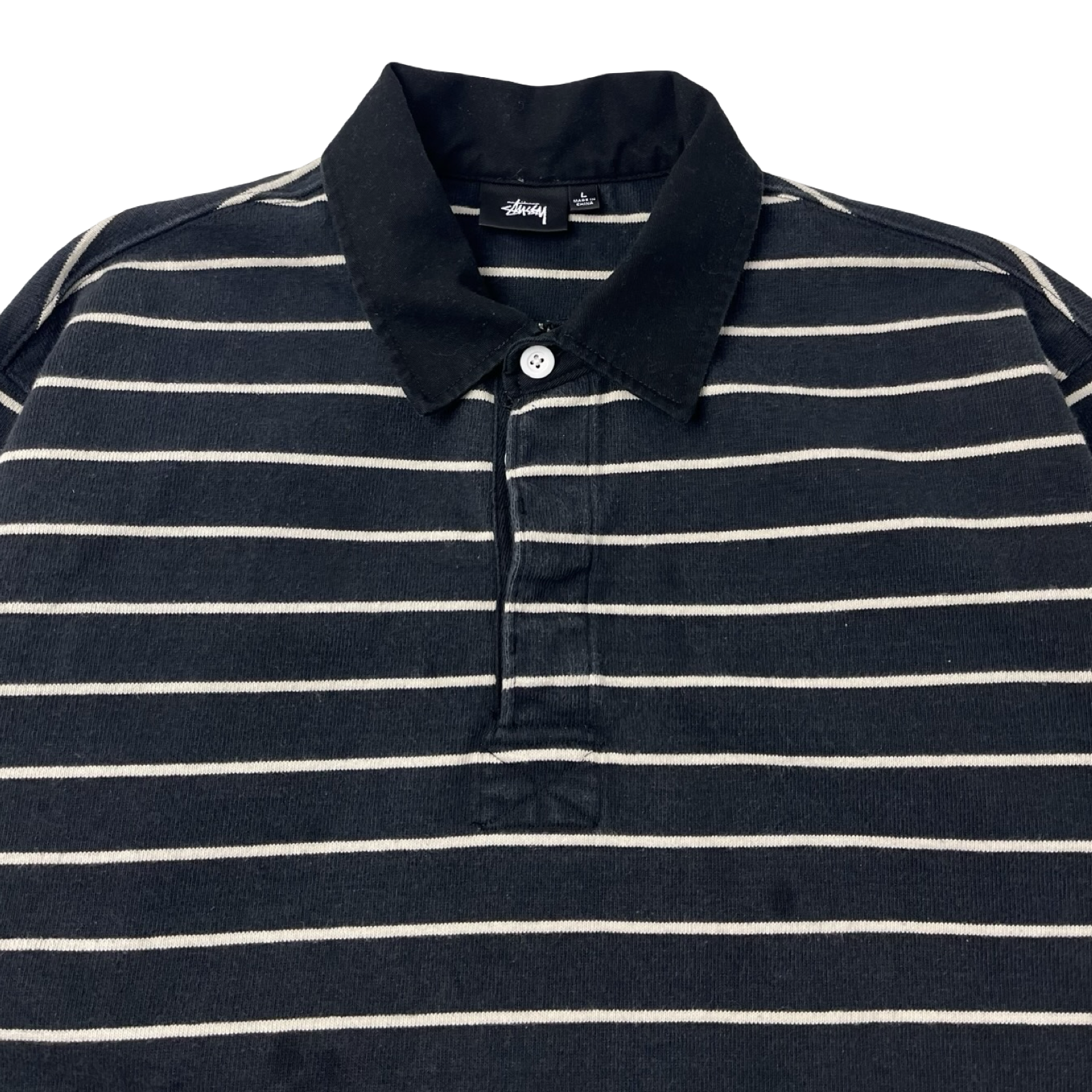 Stussy Horizontal Striped Rugby Black