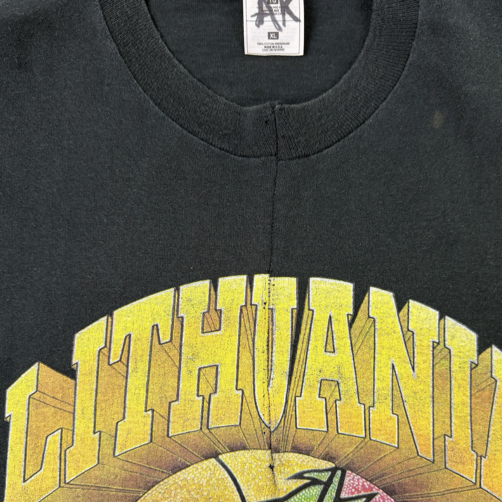 Vintage 1996 Lithuania Basketball T-Shirt Black
