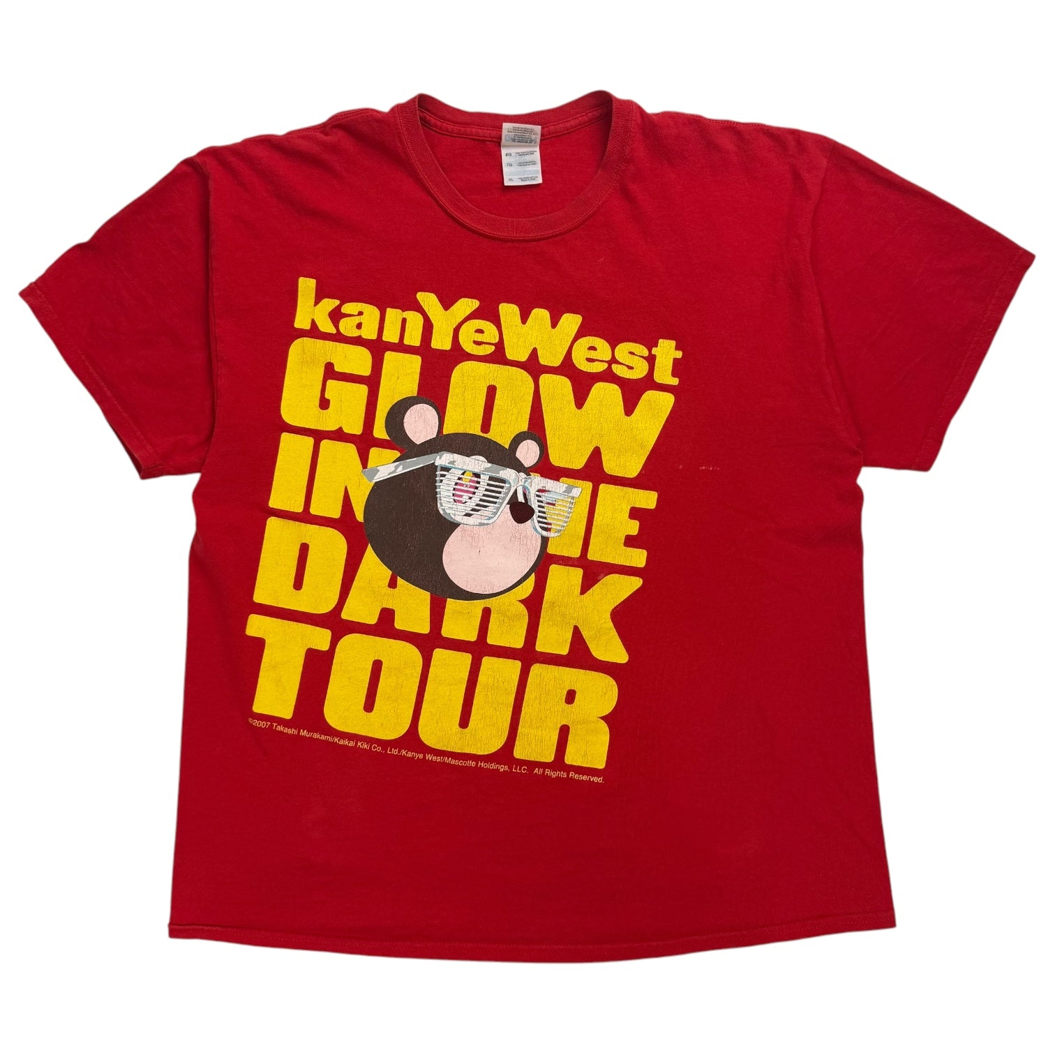 2007 Kanye West Glow In The Dark Tour Tee Red