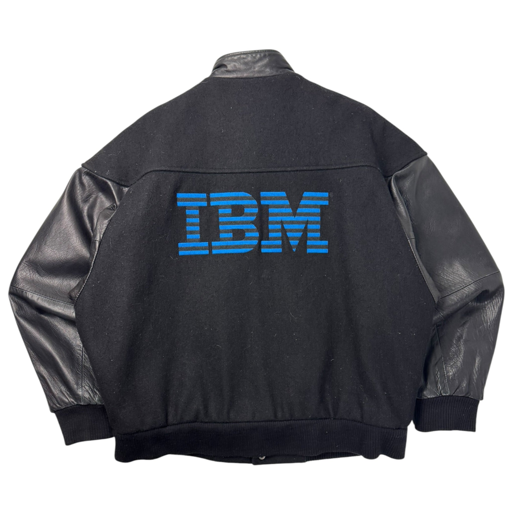 Vintage IBM Supercom Embroidered Leather Varsity Jacket