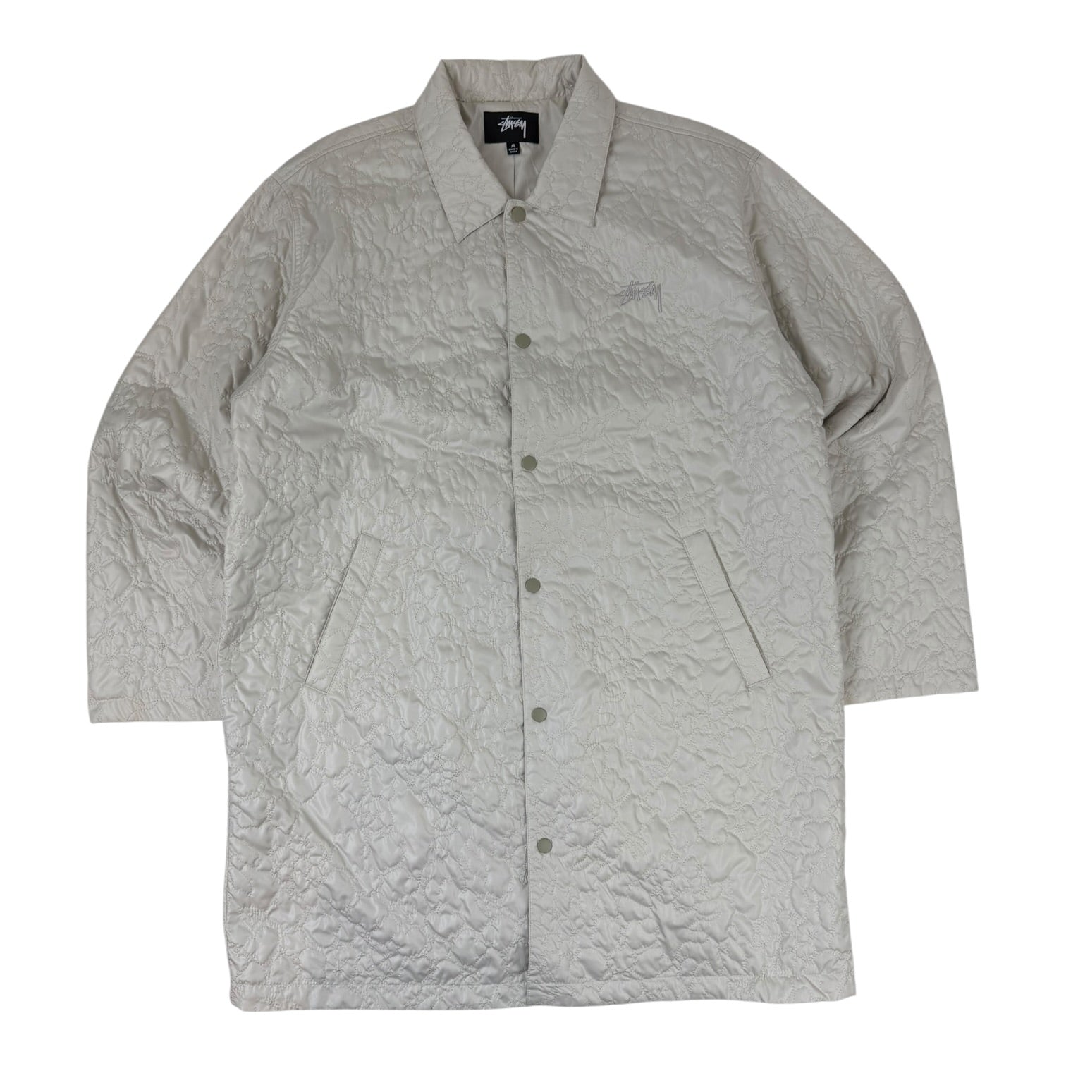 Stussy Ritters Long Quilted Jacket White
