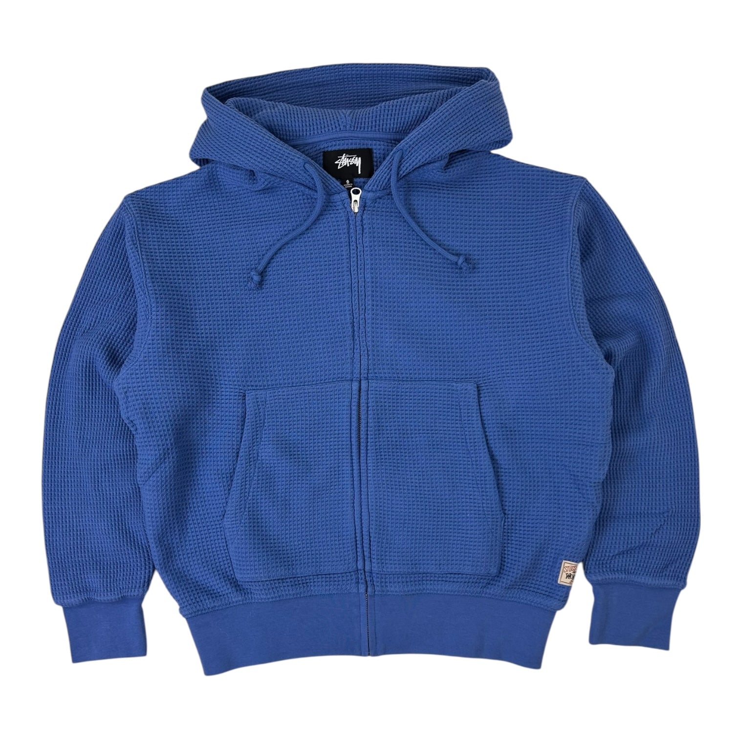 Stussy Double Layer Waffle Zip Hoodie Blue