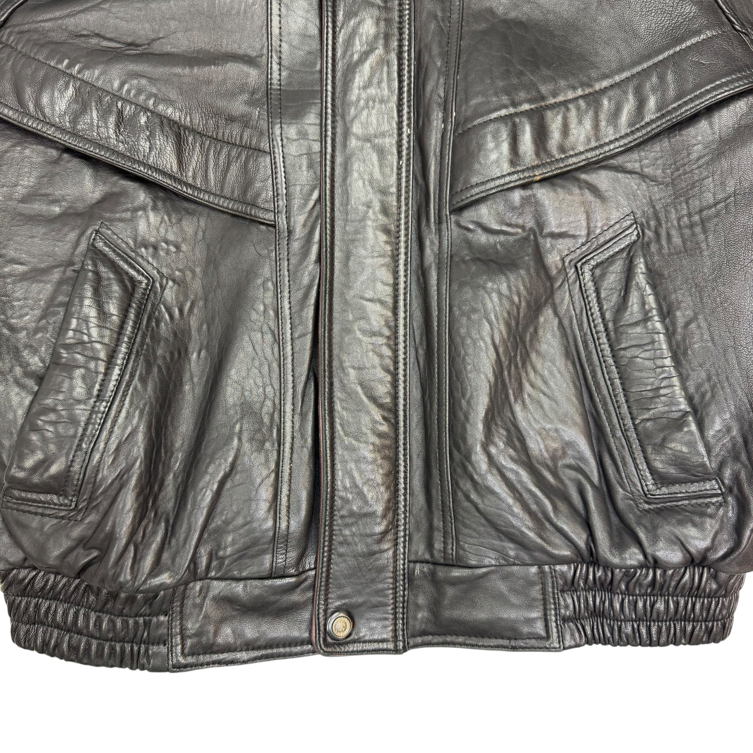 Vintage Esquire Leather Bomber Jacket Black