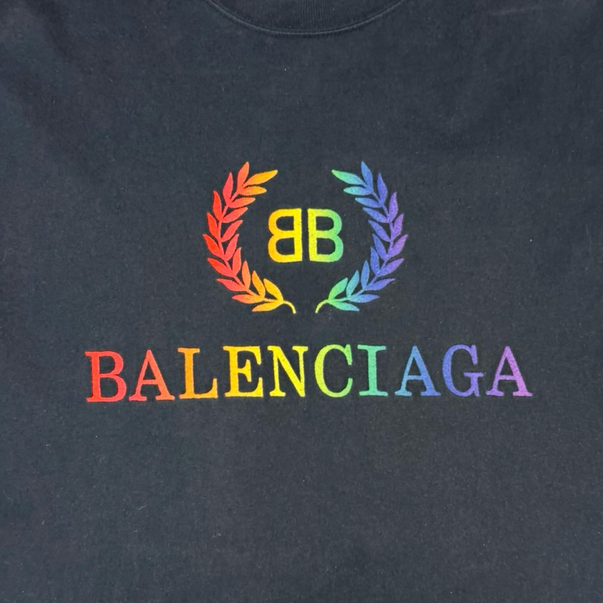 Balenciaga Embroidered Rainbow Logo Jersey T-Shirt