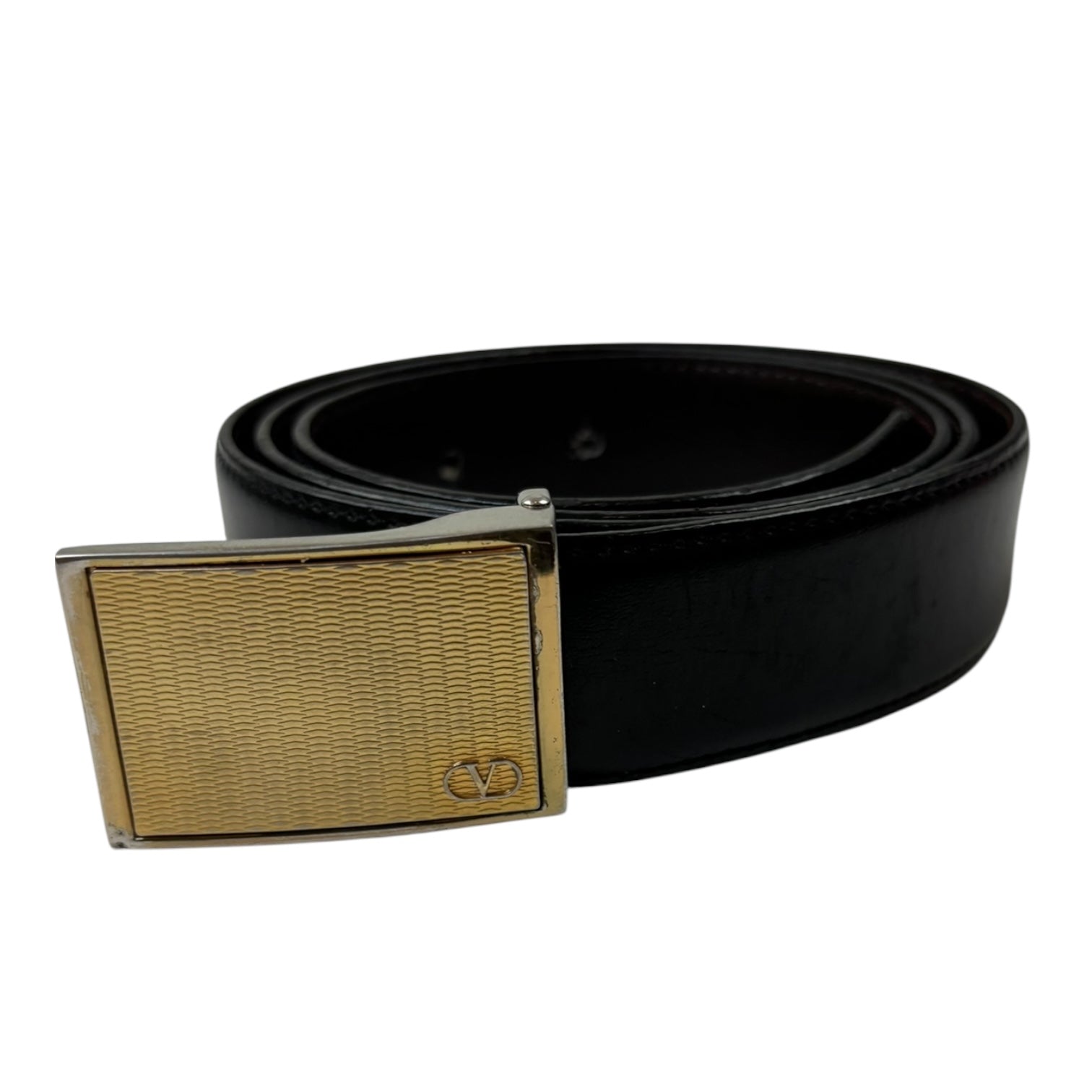 Vintage Valentino Leather Belt Black/Gold