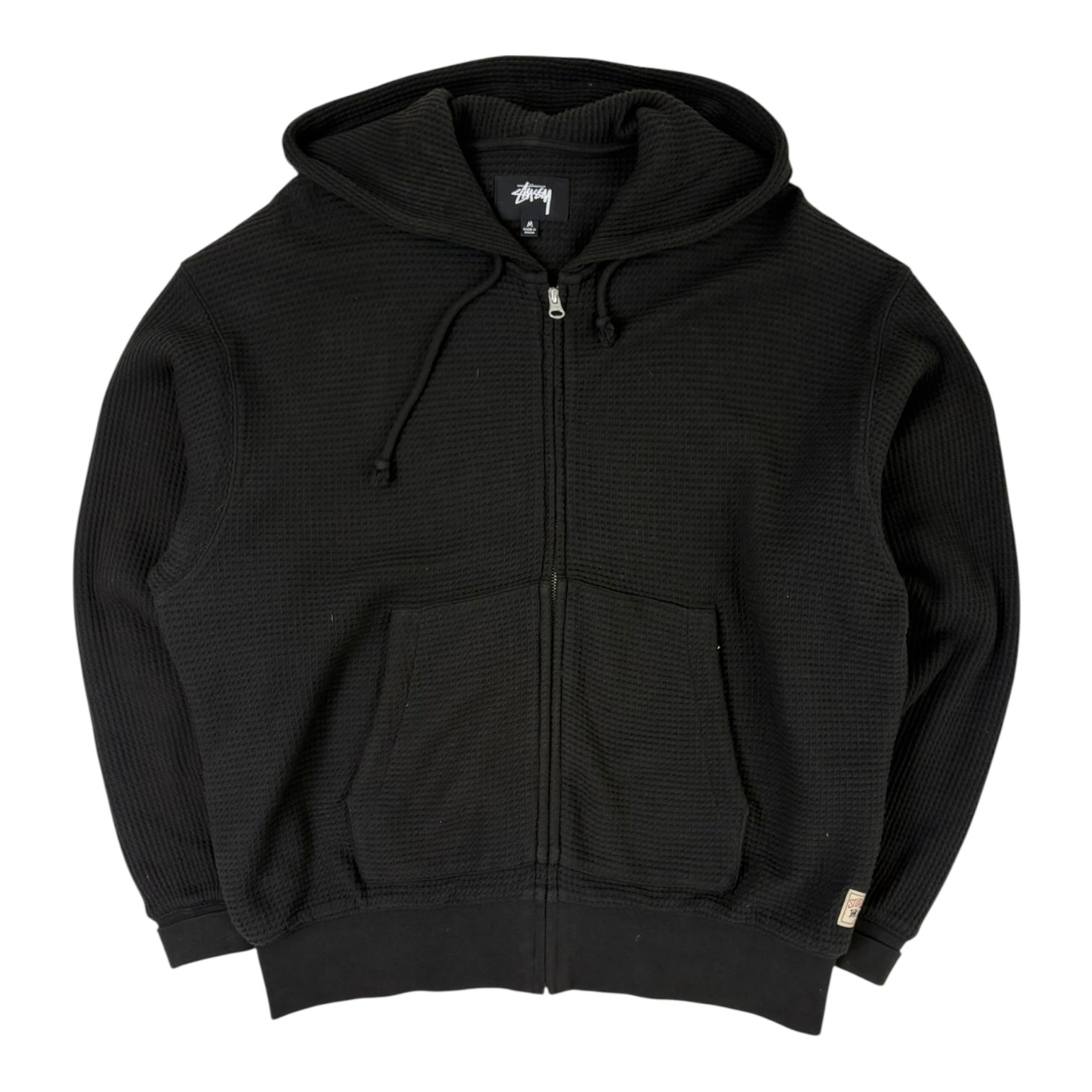 Stussy Double Layer Waffle Zip Hoodie Black