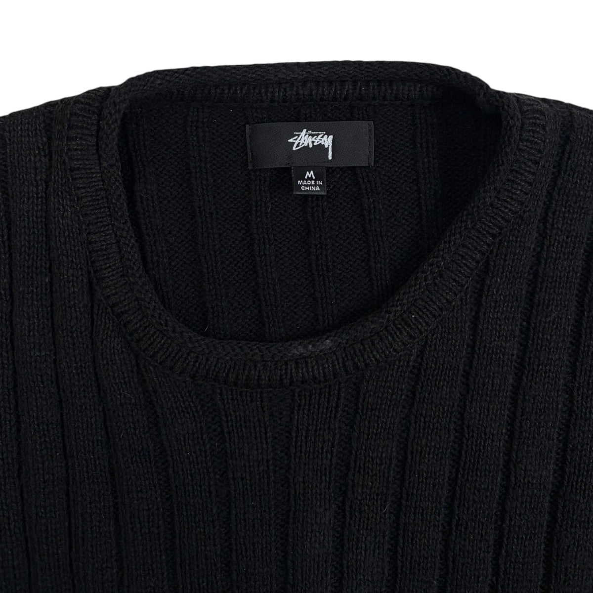 Stussy Cotton Slub Rib Crew Black