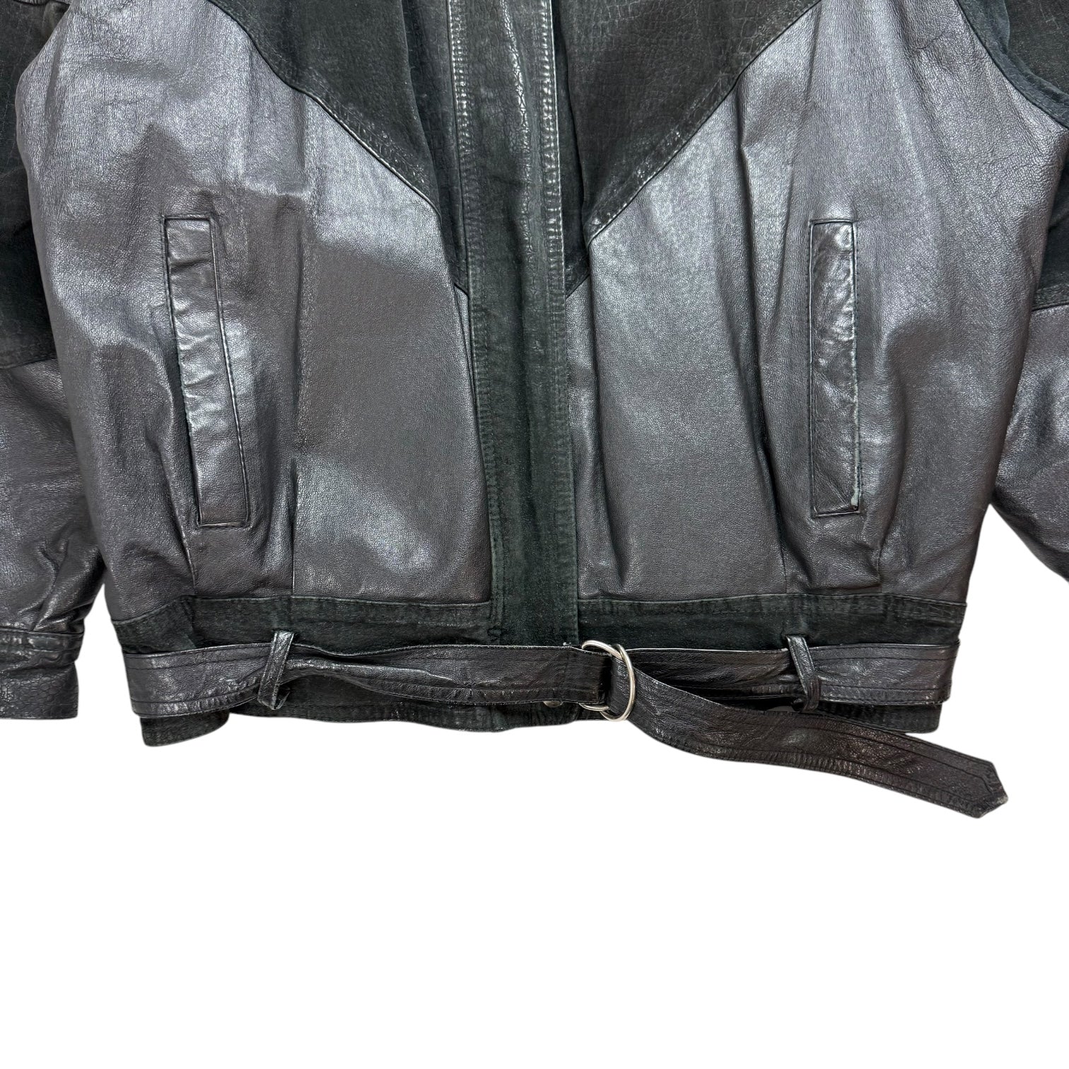 Vintage Caviar Suede Leather Bomber Jacket Black