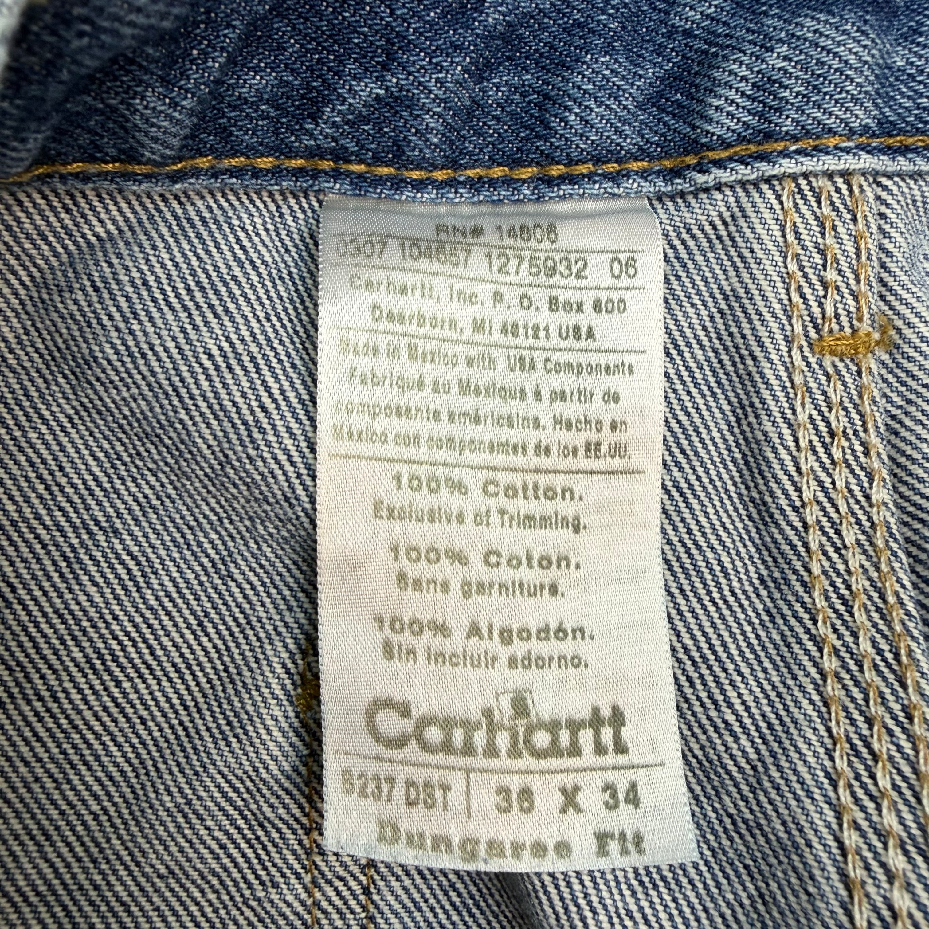 Vintage Carhartt Denim Dungaree Fit Pants Blue