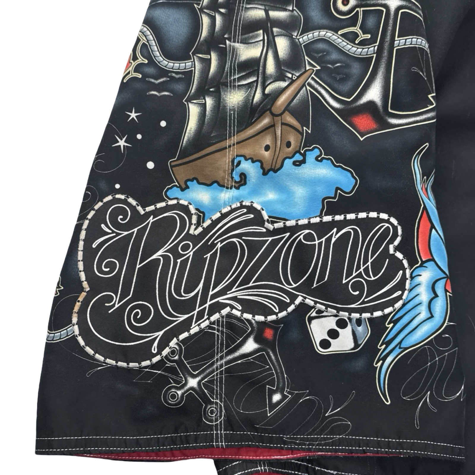 Vintage Y2K Ripzone Tattoo Board Shorts Black