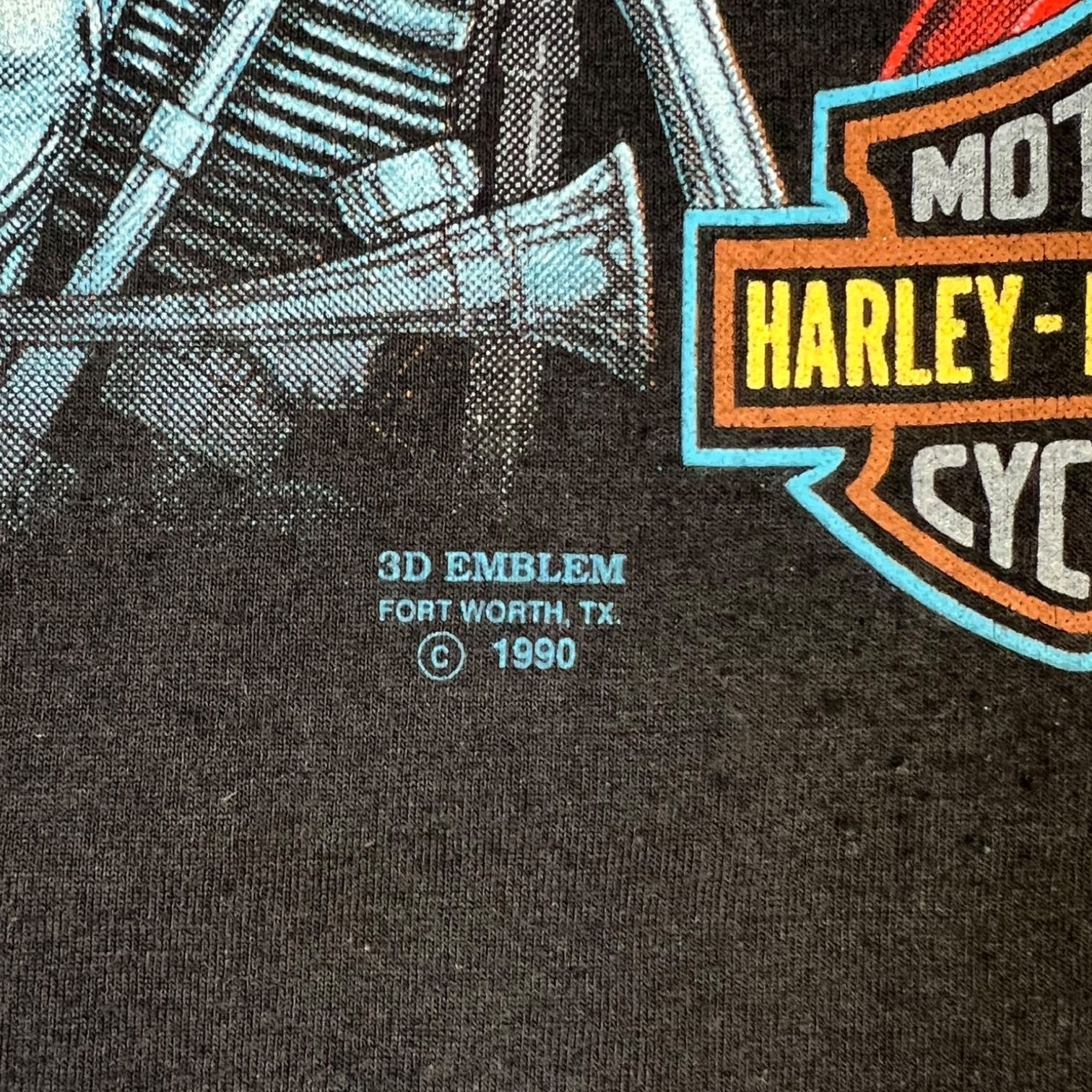 Vintage 1990 Harley Davidson “Panhead Fever” 3D Emblem T-Shirt Black