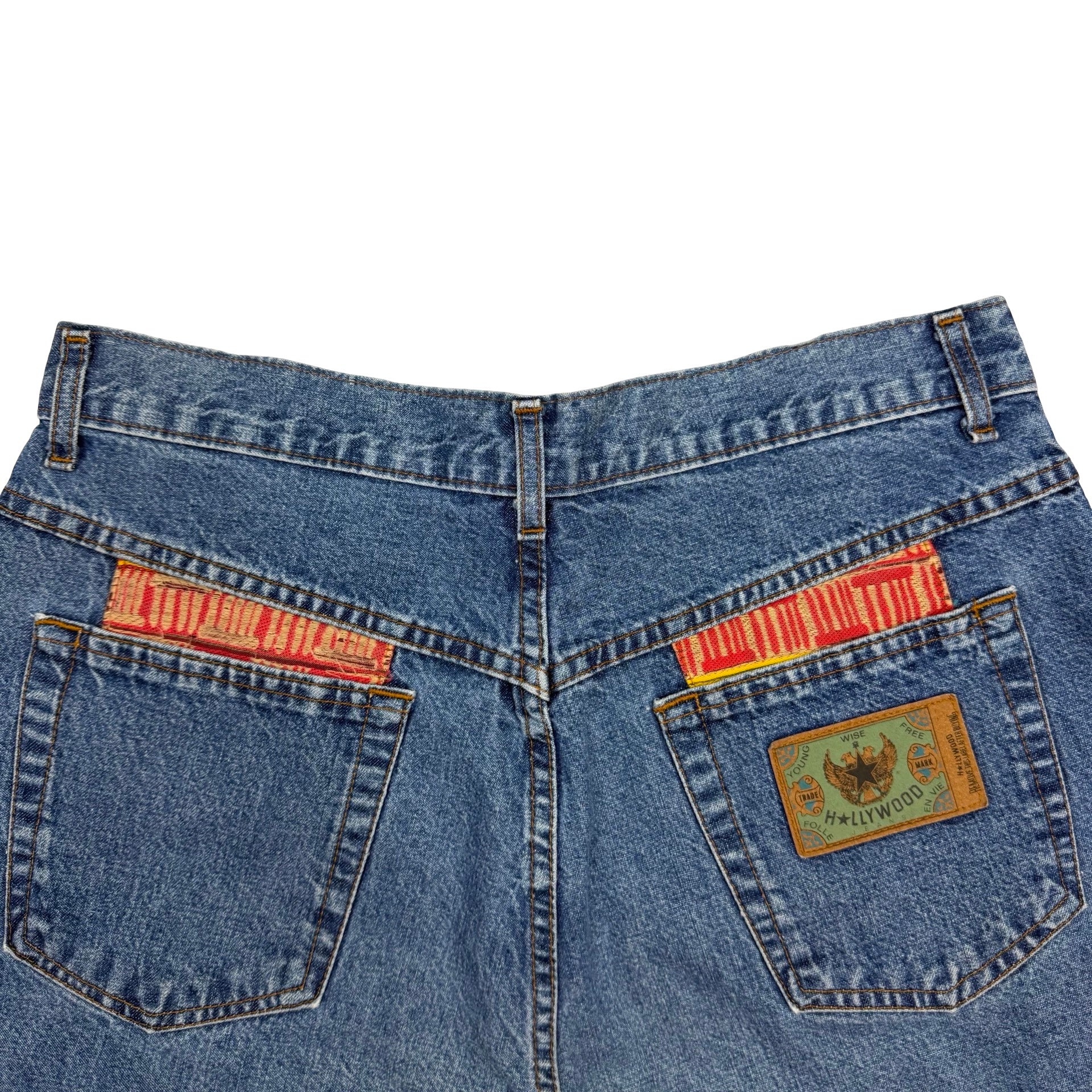 Vintage Hollywood Denim Patchwork Shorts Blue