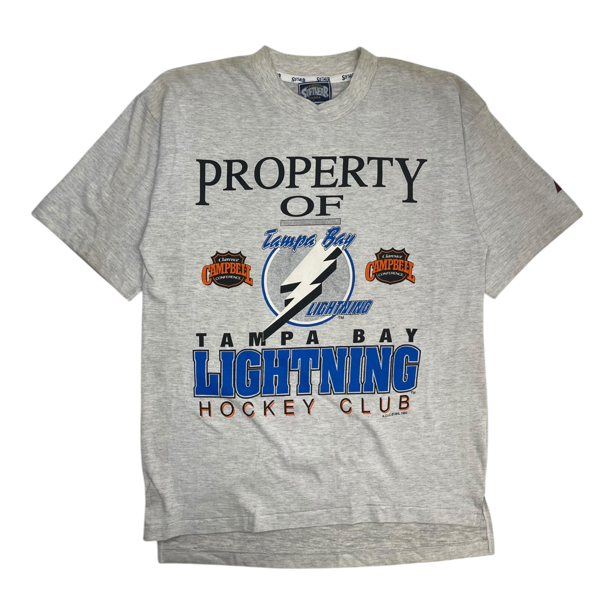 1992 Tampa Bay Lightning Hockey Club T-Shirt Heather Grey
