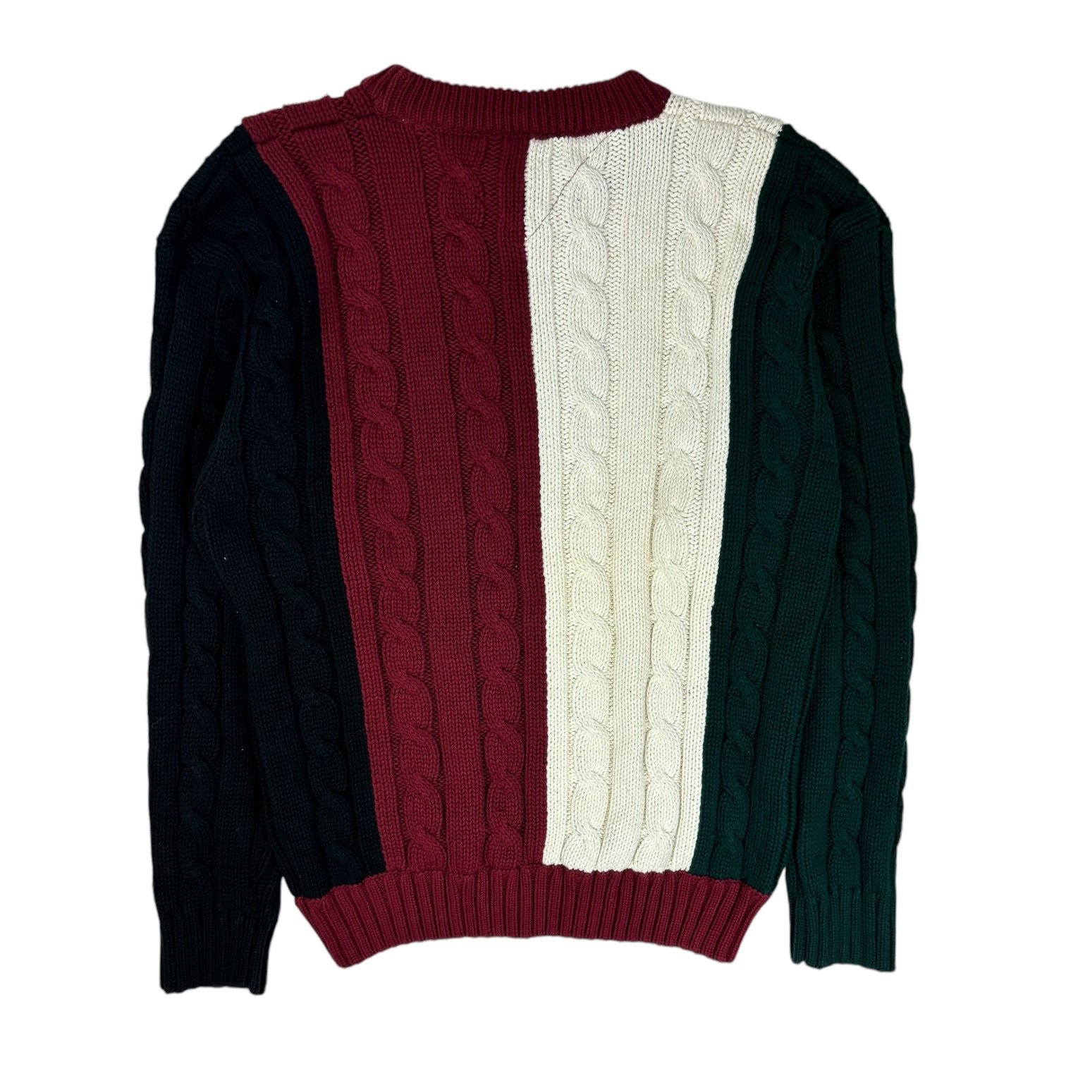 Vintage Tommy Hilfiger Colour-Block Cable Knit Sweater