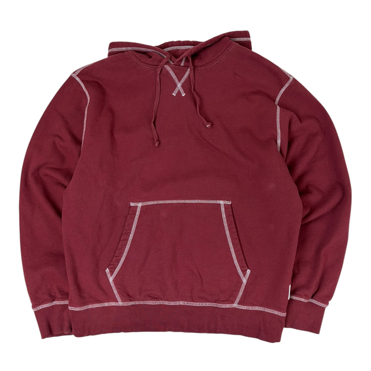 OVO Contrast Stitch Hoodie Burgundy