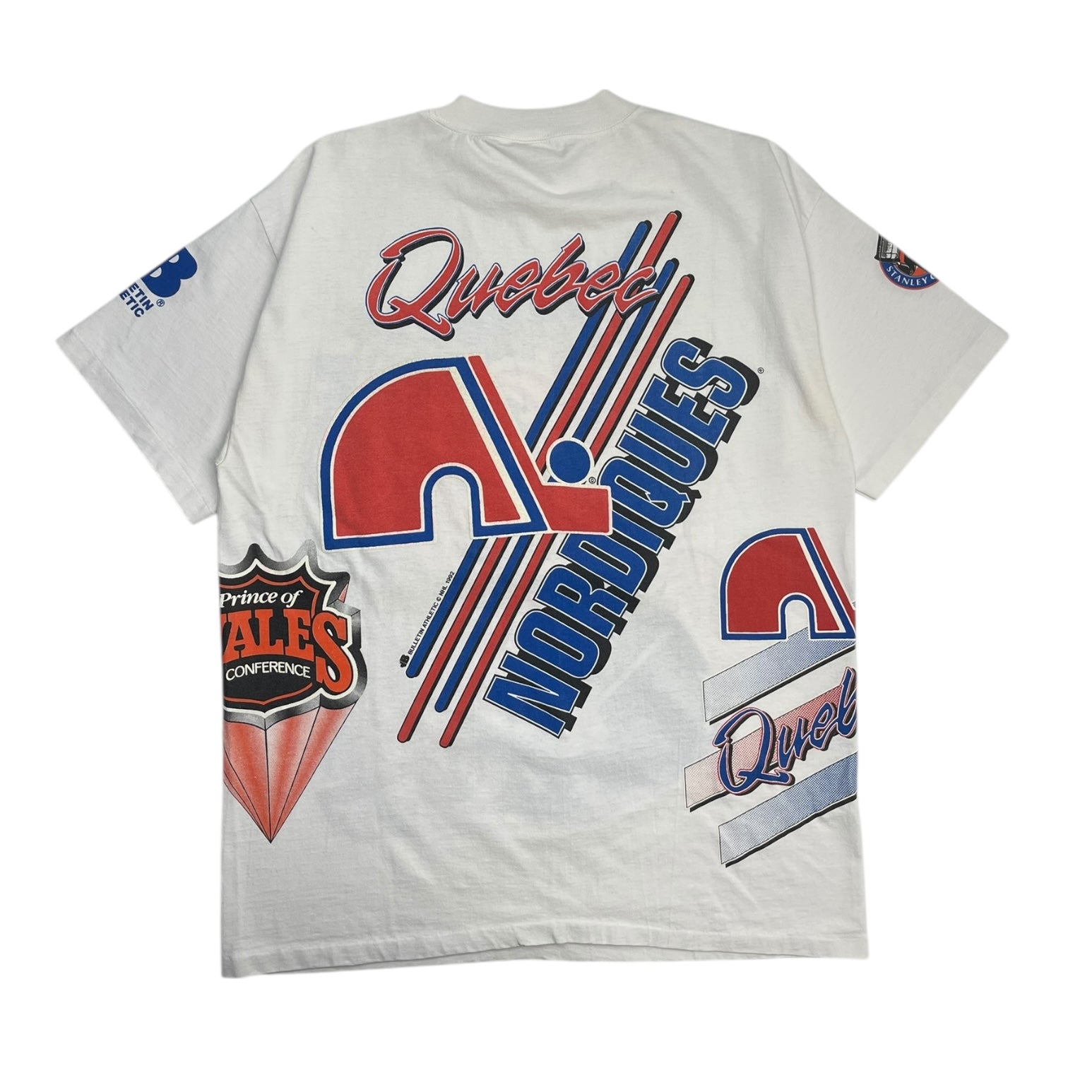 1992 Bulletin Quebec Nordiques Wrap Around NHL T-Shirt