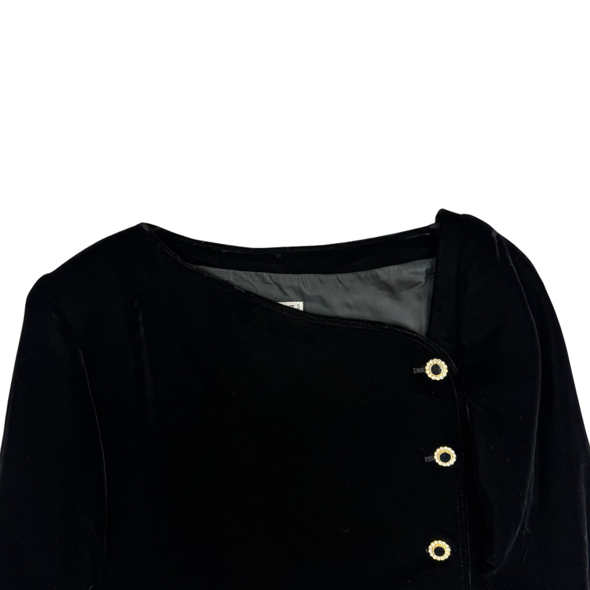 (W) 1980's Saint Laurent Rive Gauche Velvet Cocktail Dress Black