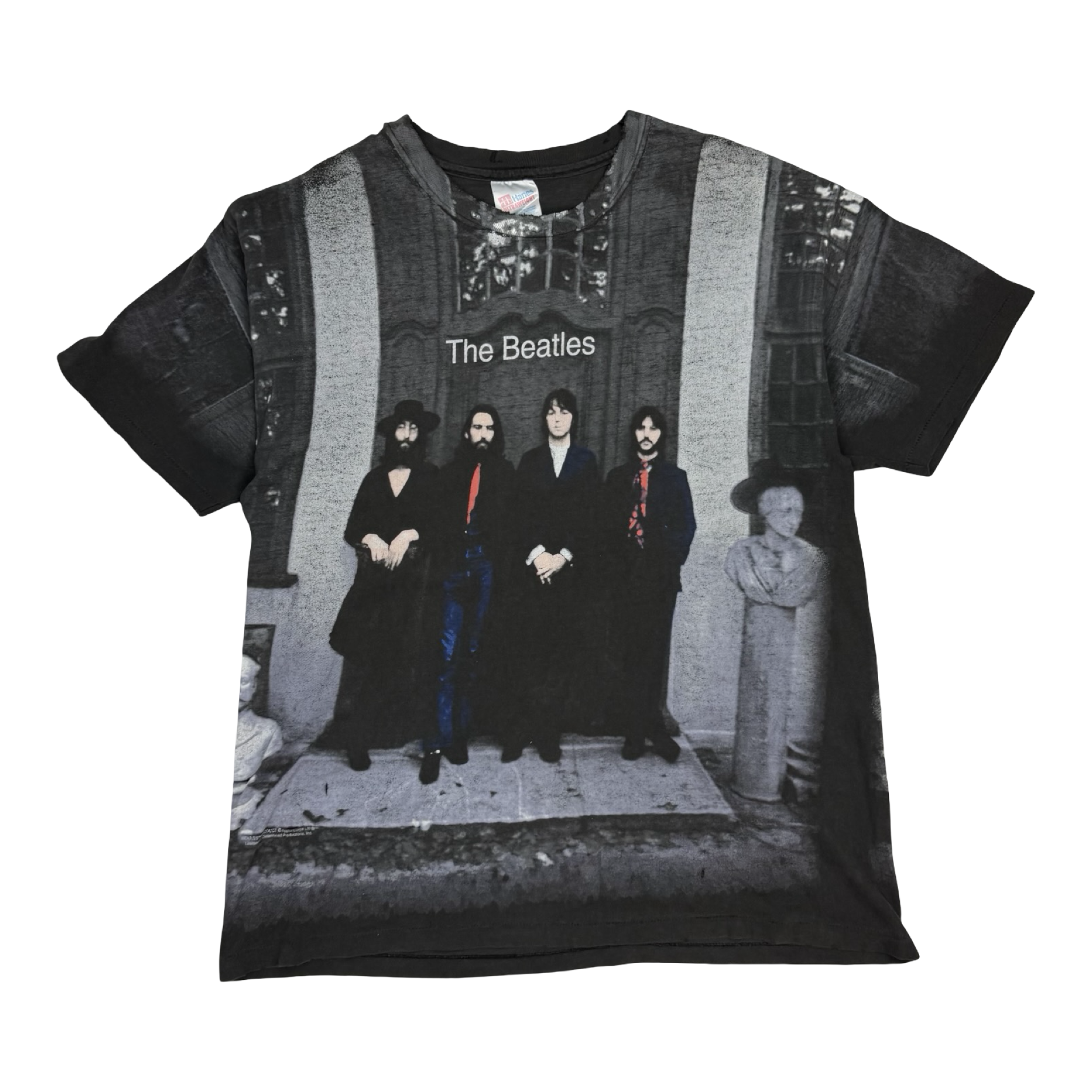 Vintage The Beatles Hey Jude All Over Print Tee Faded Black