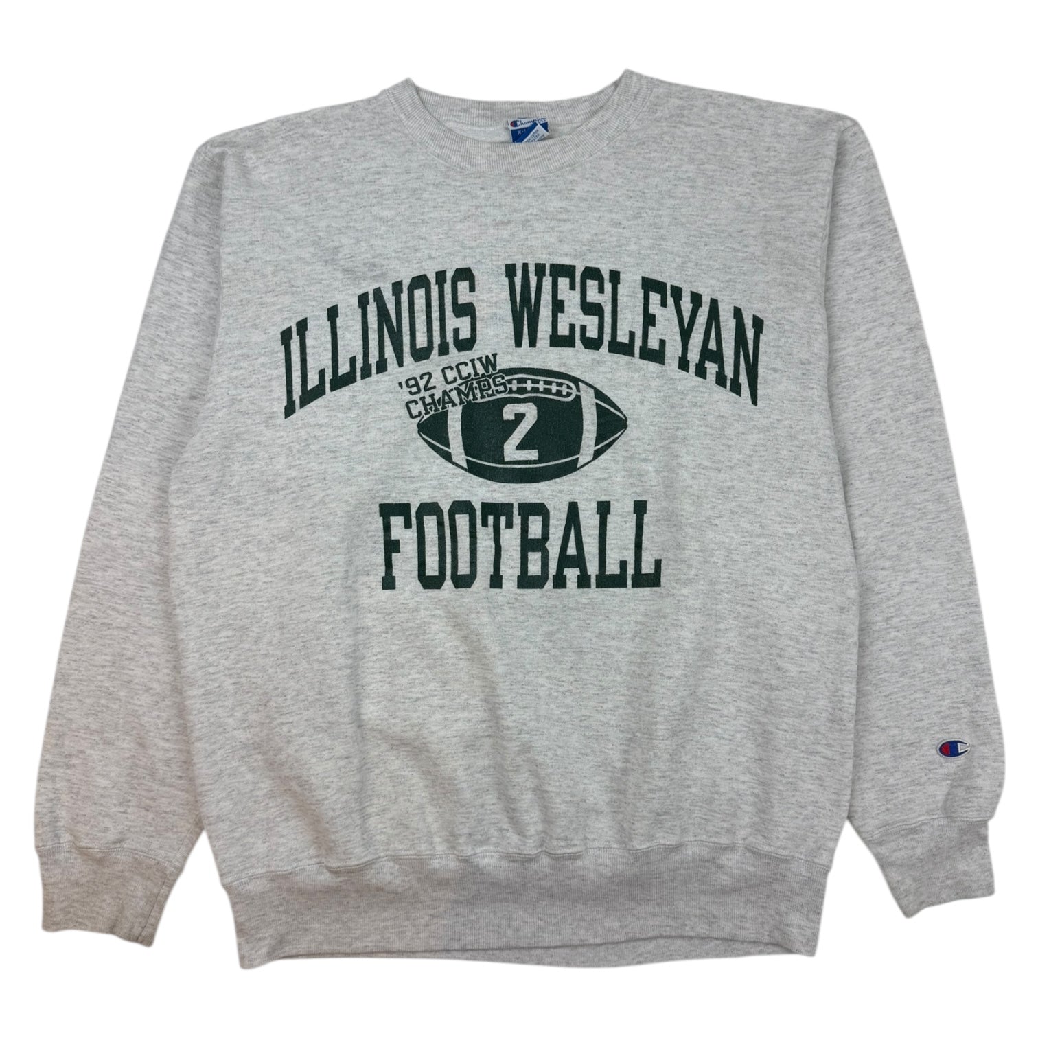 Vintage Champion Illinois Wesleyan Football Crewneck Grey