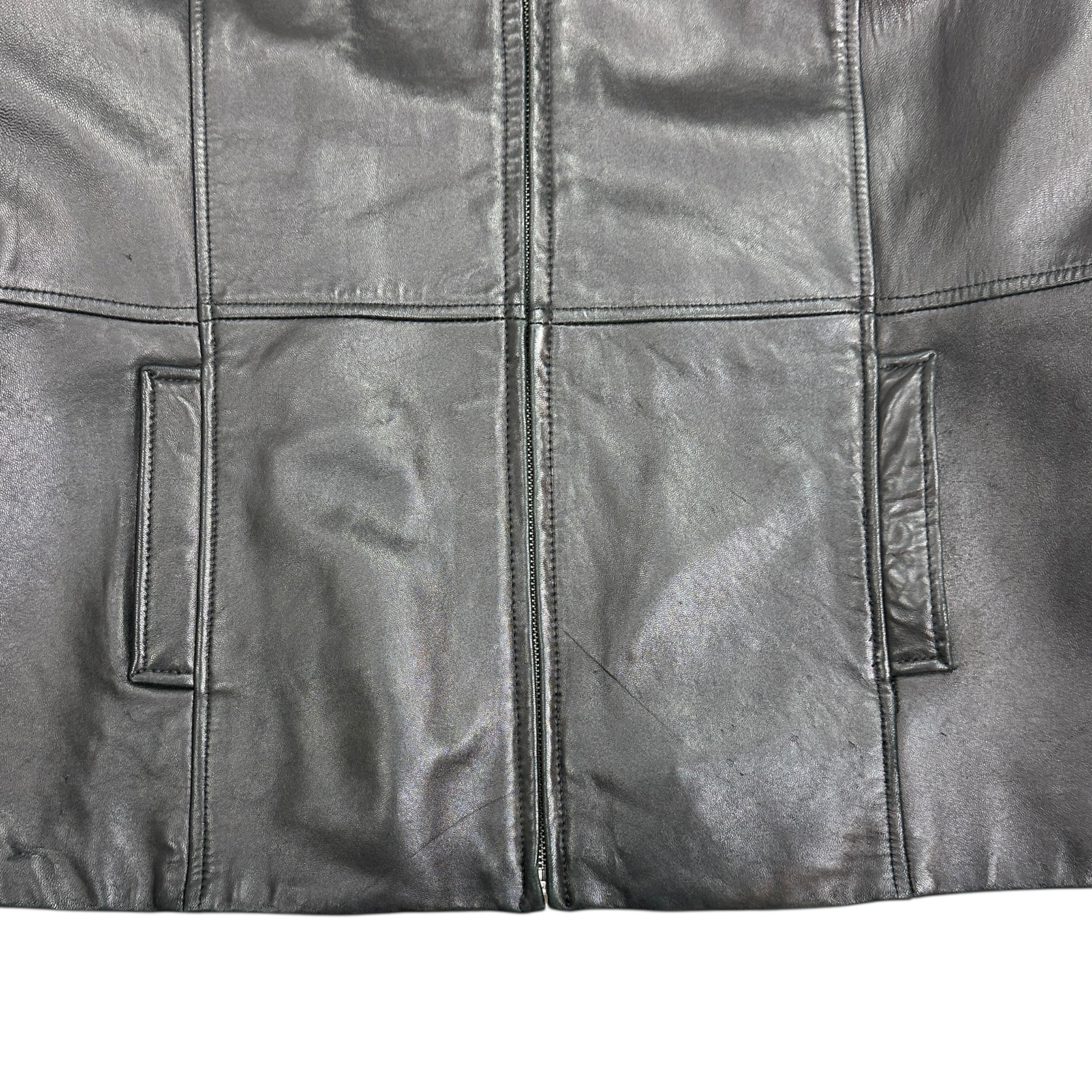 Vintage Women’s Leather Tench Coat Black