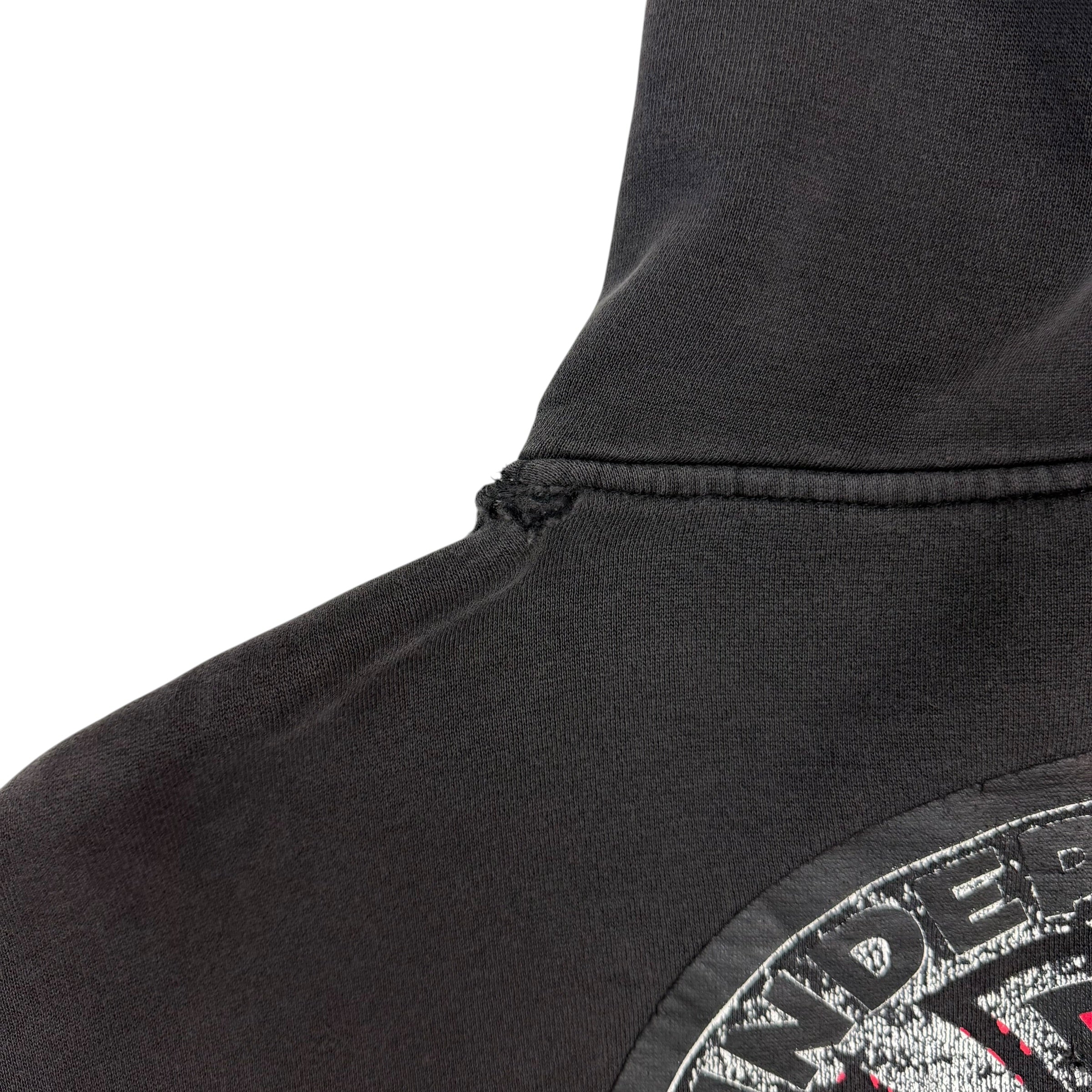 Vintage Independent Thermal Lined Zip Up Hoodie Faded Black
