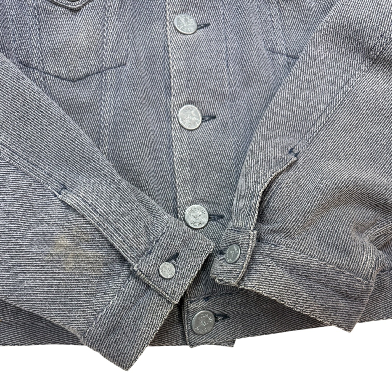 Vintage Armani Jeans Quilted Trucker Jacket Grey