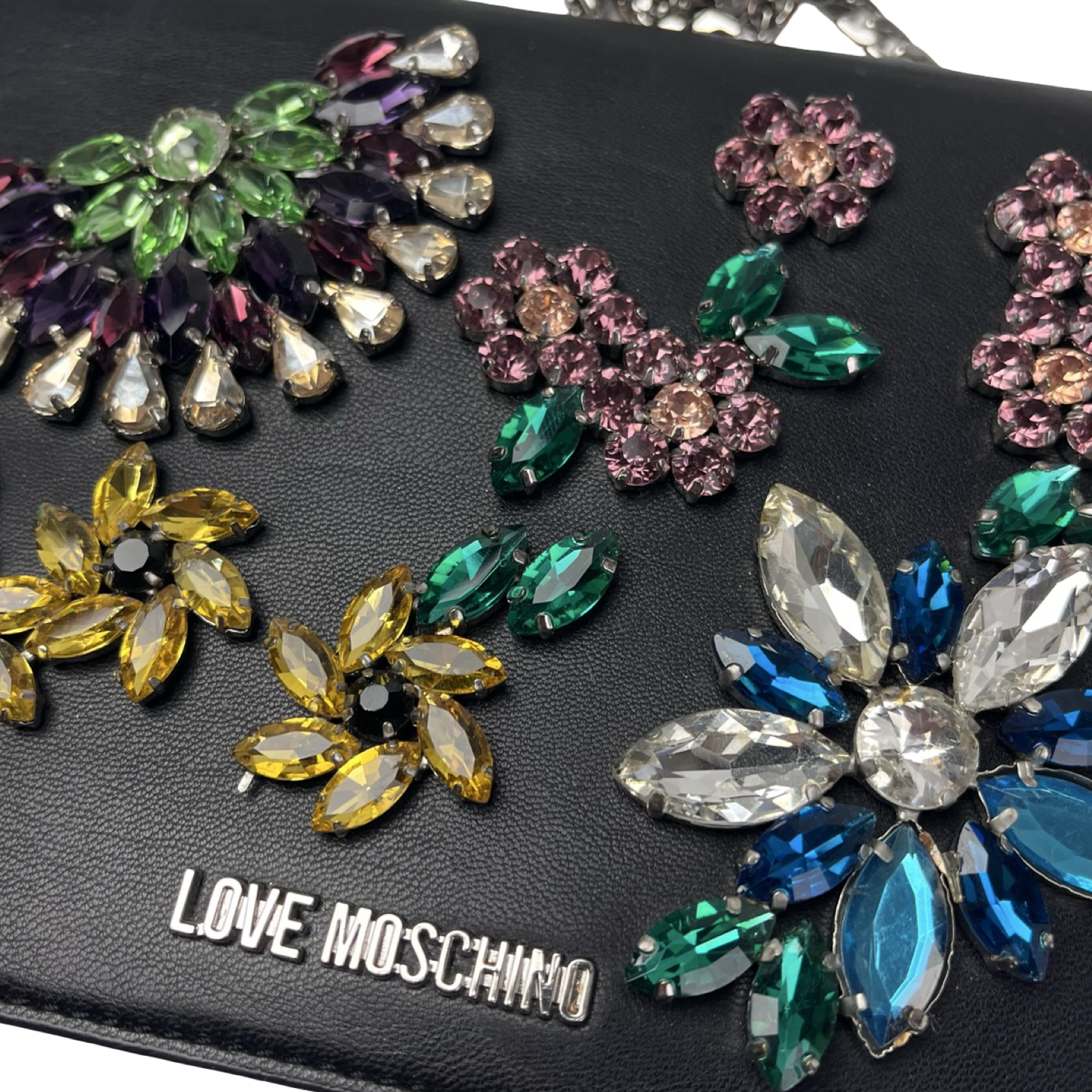 (W) Love Moschino Jewel Embellished Shoulder Bag Black