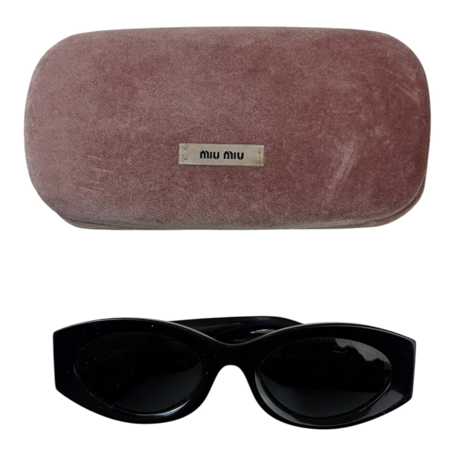(W) MIU MIU Oval Acetate Sunglasses Black