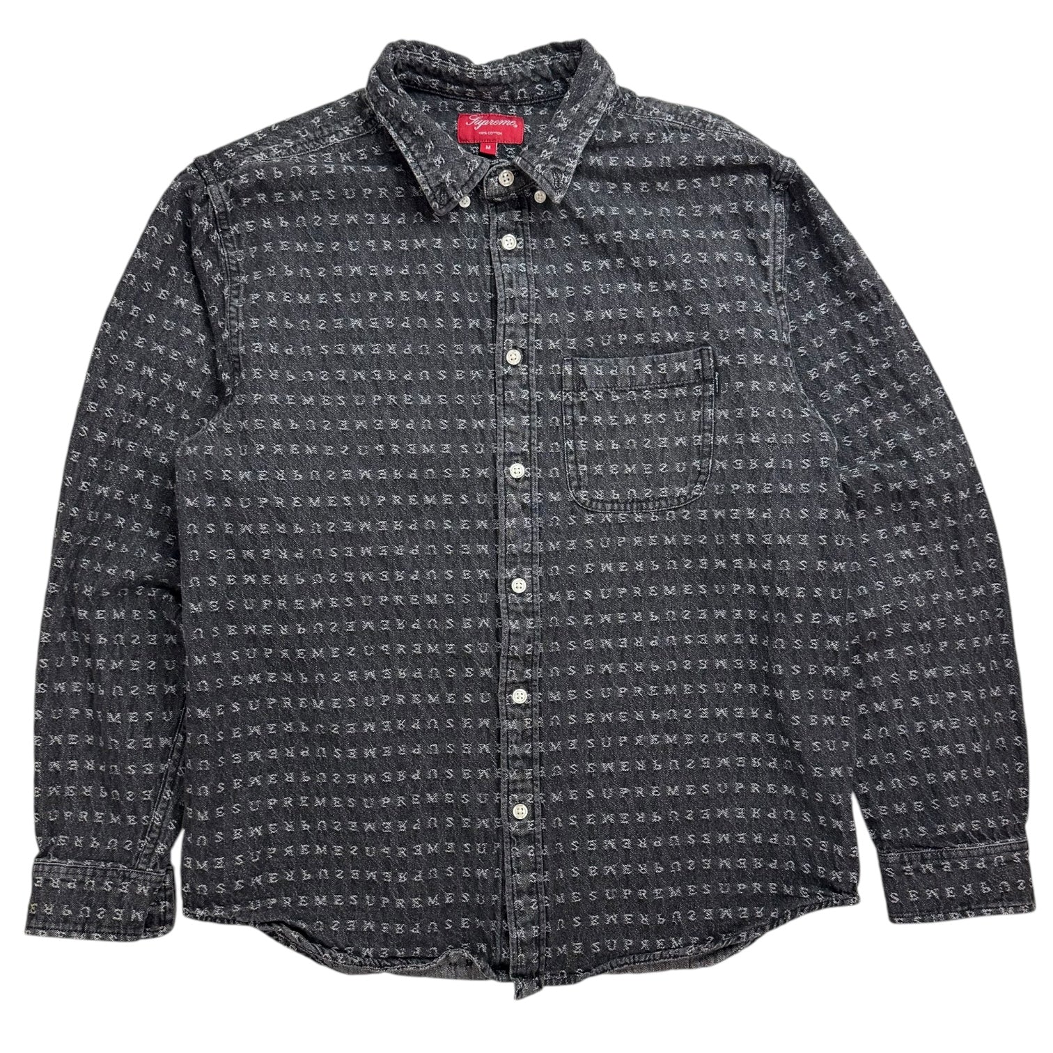 Supreme Jacquard Logos Denim Button Up Shirt Black