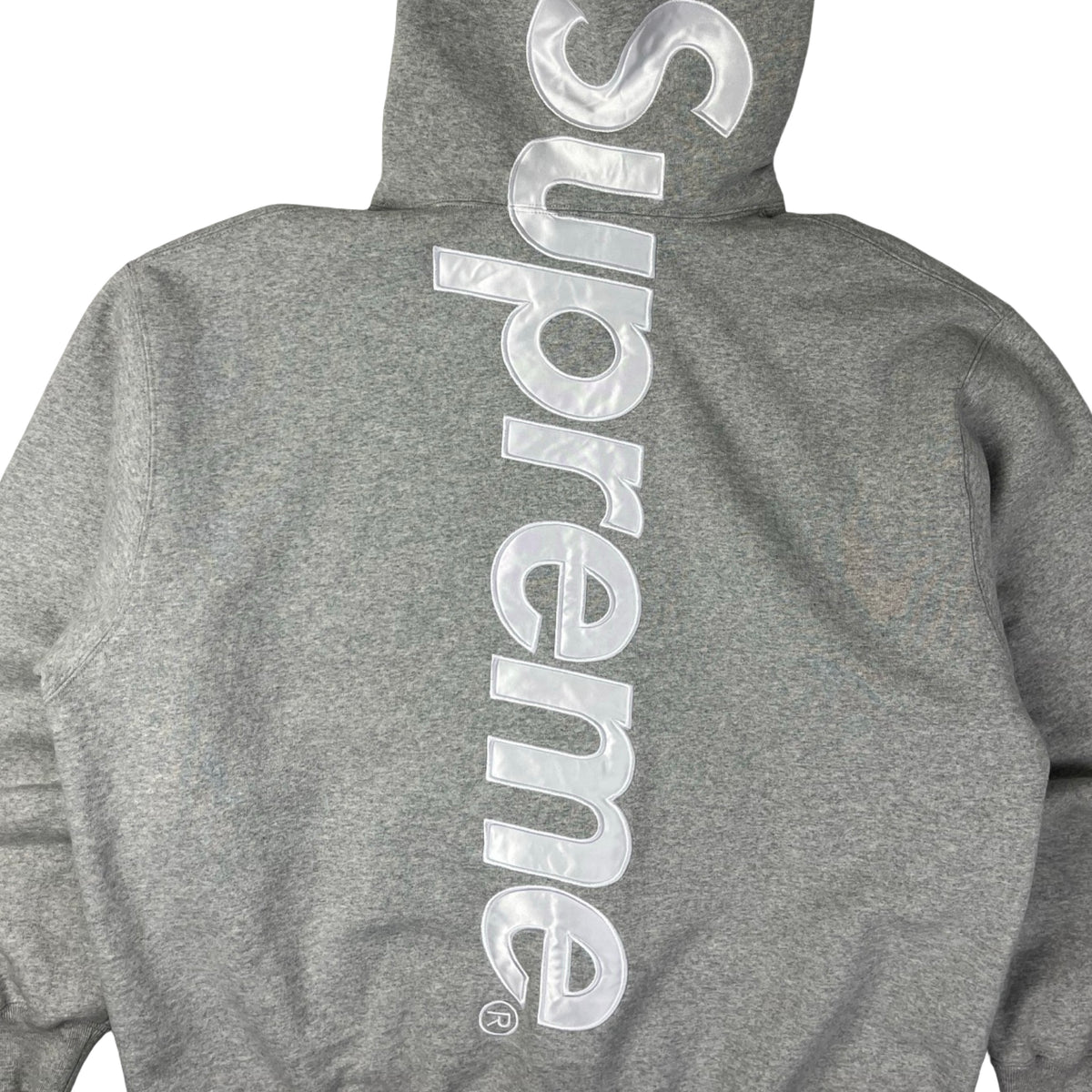 Supreme Satin Applique Hooded Sweatshirt (FW24) Grey