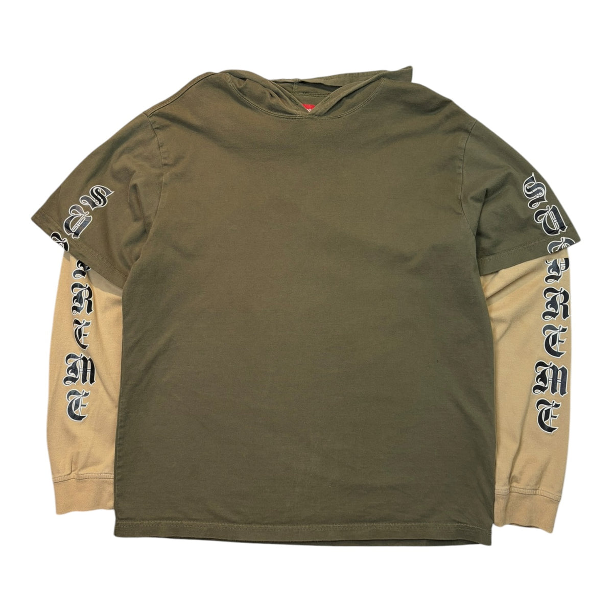 Supreme Layered Hooded Long-Sleeve Olive