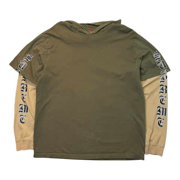Supreme Layered Hooded Long-Sleeve Olive