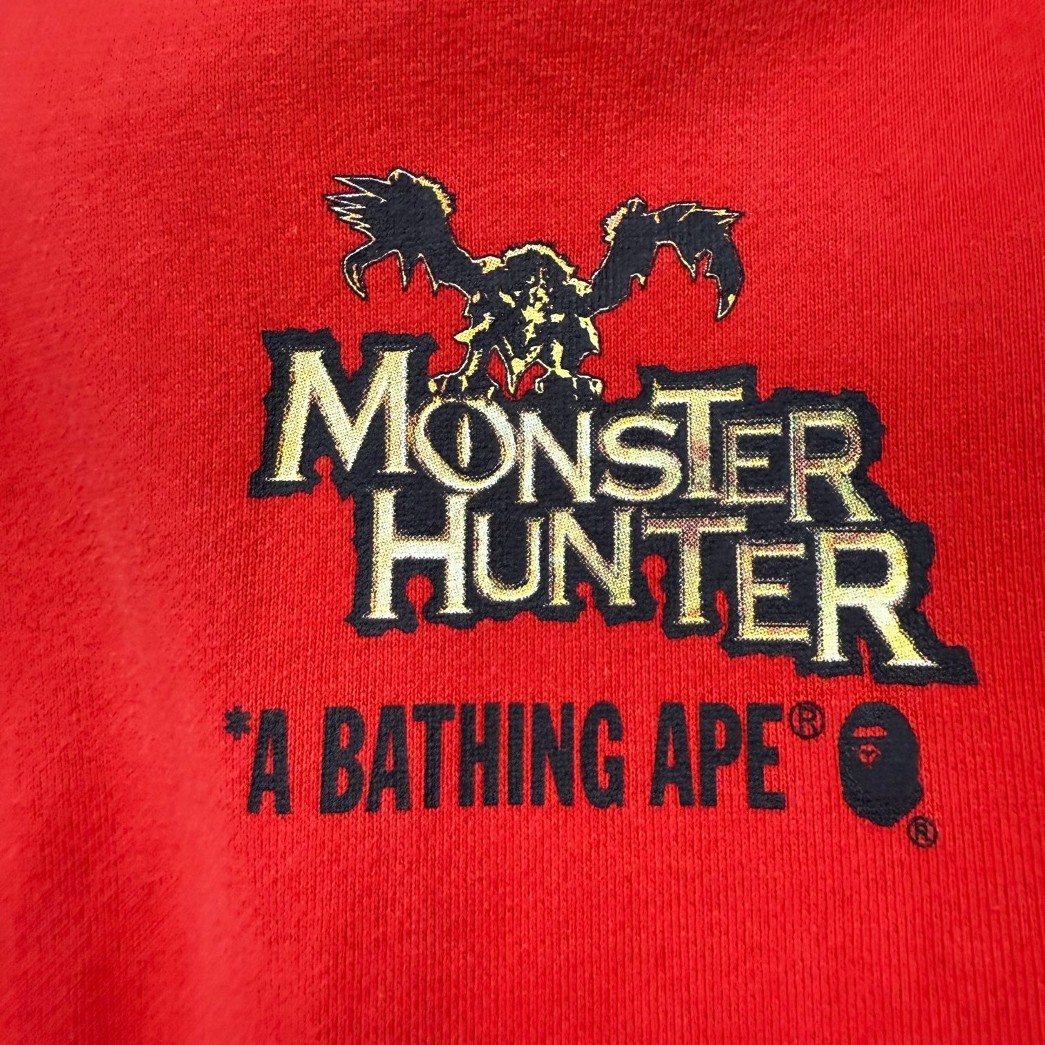 A Bathing Ape x Monster Hunter Full Zip Hoodie Red/Camo