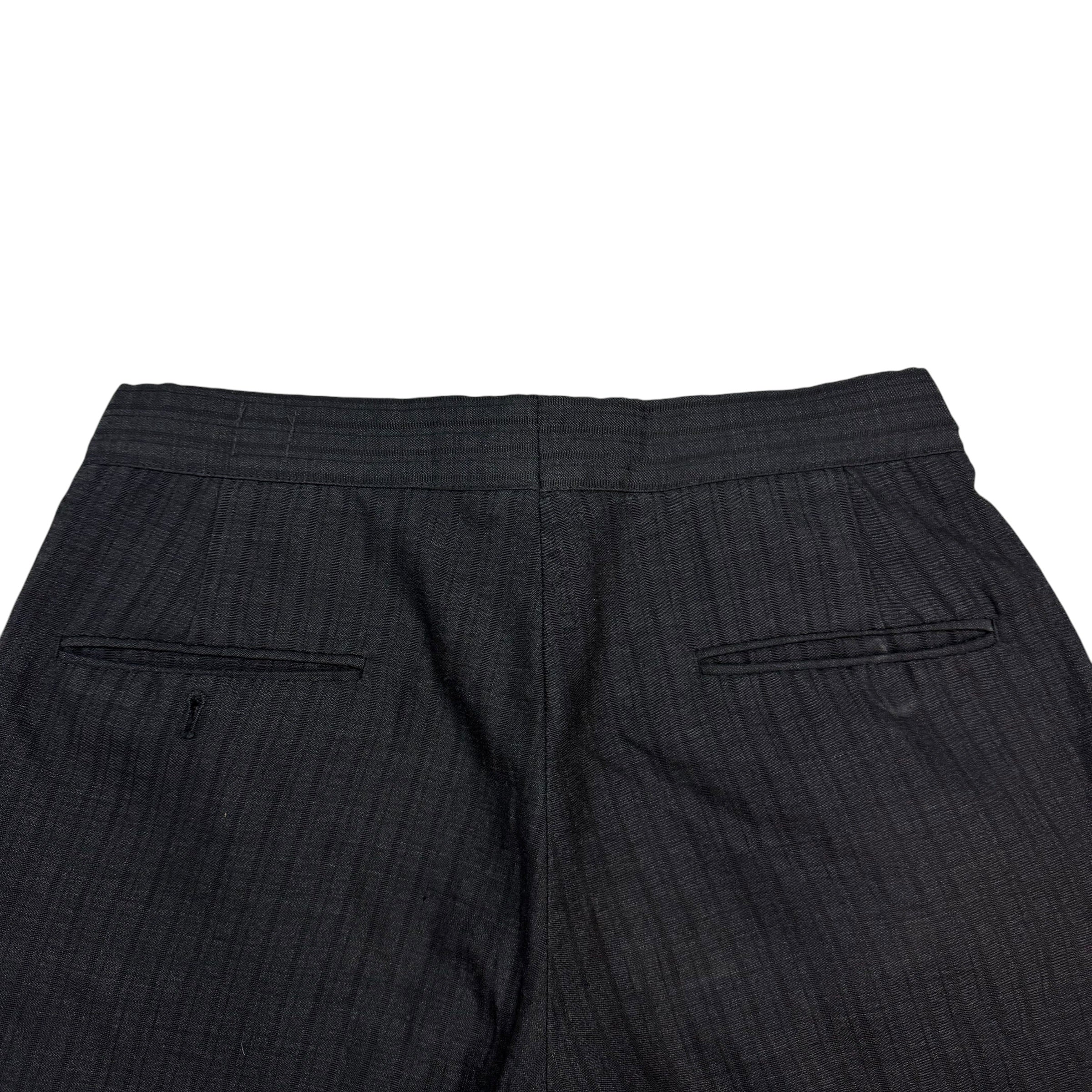 1970s Pleated Striped Trousers Black
